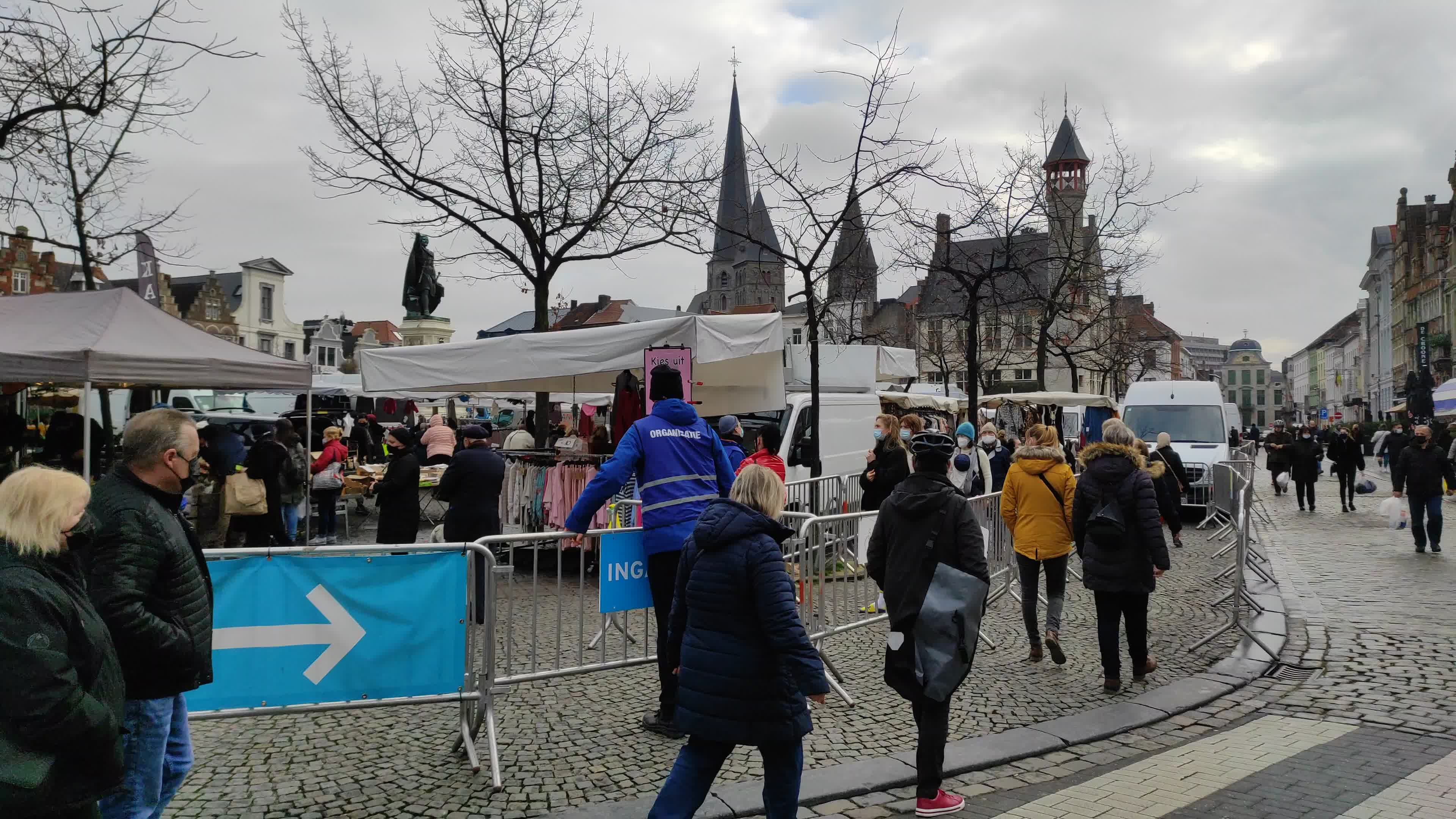 People At Friday Market At Vrijdagmarkt In Gent