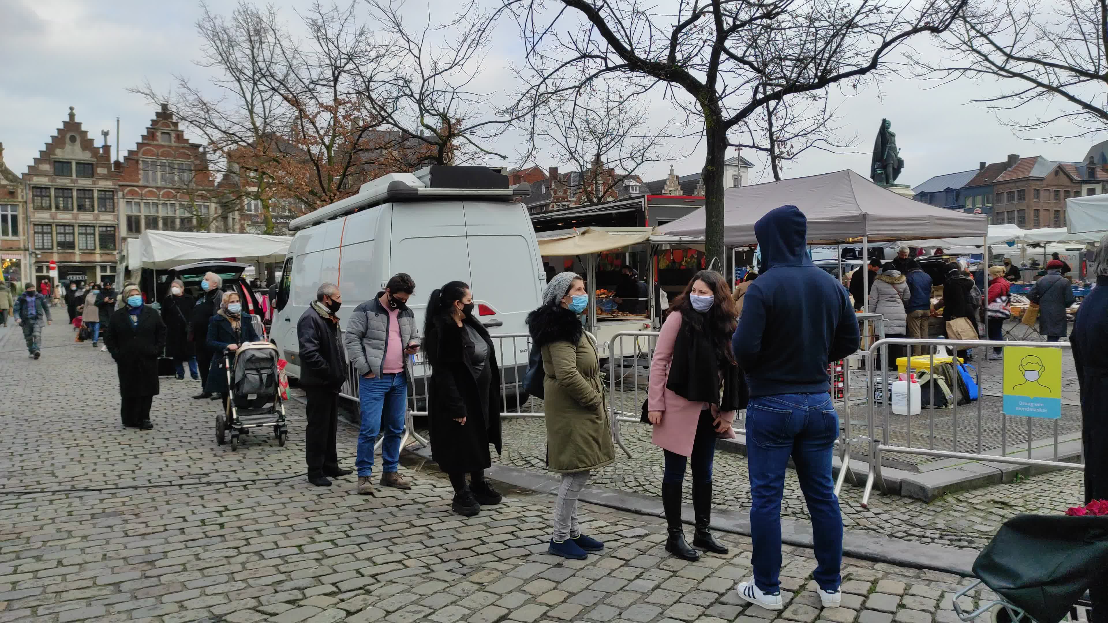 People At Friday Market At Vrijdagmarkt In Gent