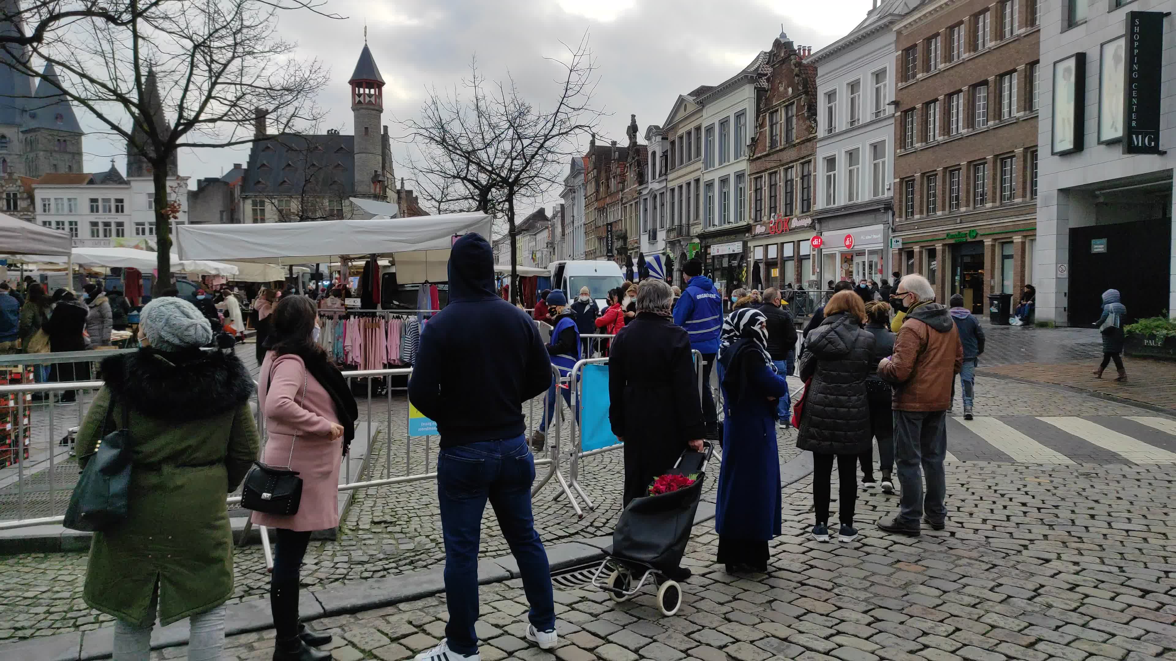 People At Friday Market At Vrijdagmarkt In Gent