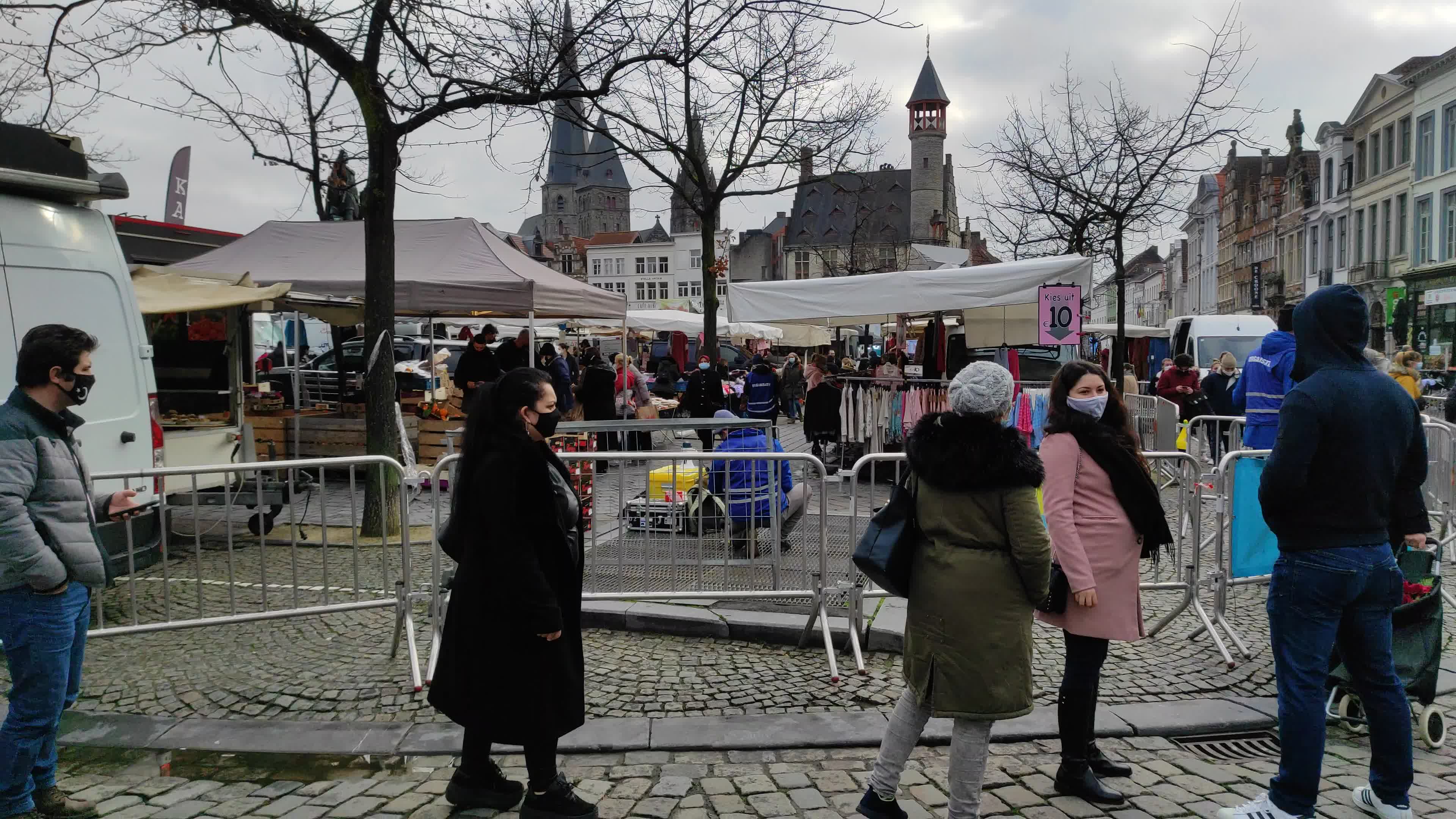 People At Friday Market At Vrijdagmarkt In Gent