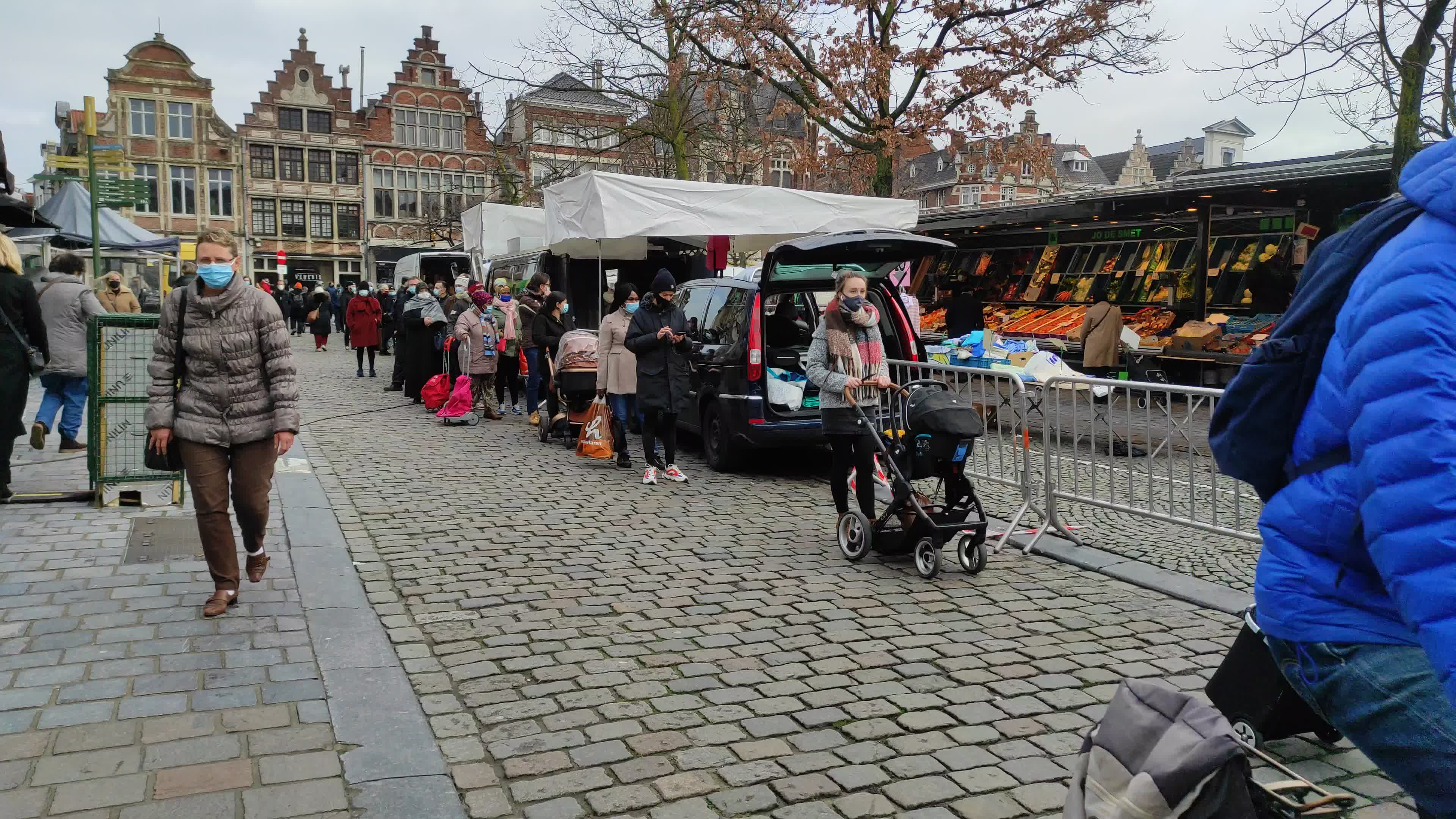 People At Friday Market At Vrijdagmarkt In Gent