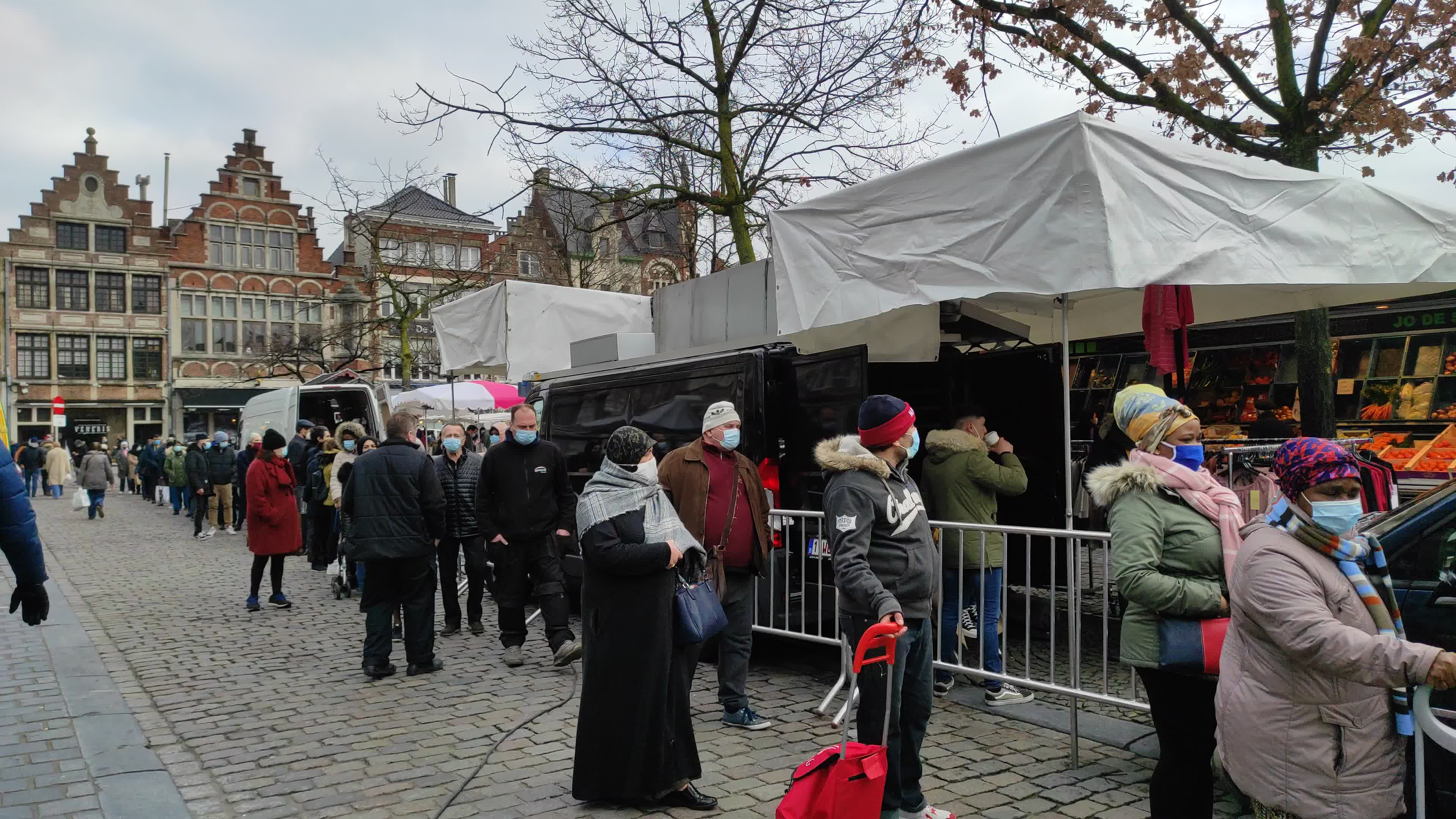 People At Friday Market At Vrijdagmarkt In Gent