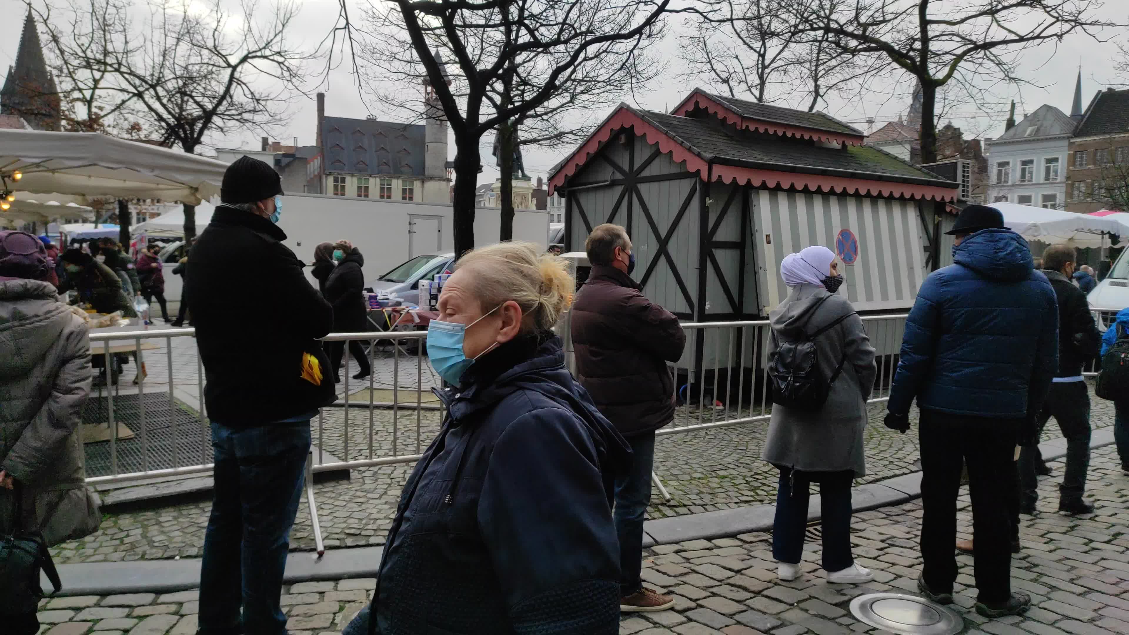 People At Friday Market At Vrijdagmarkt In Gent