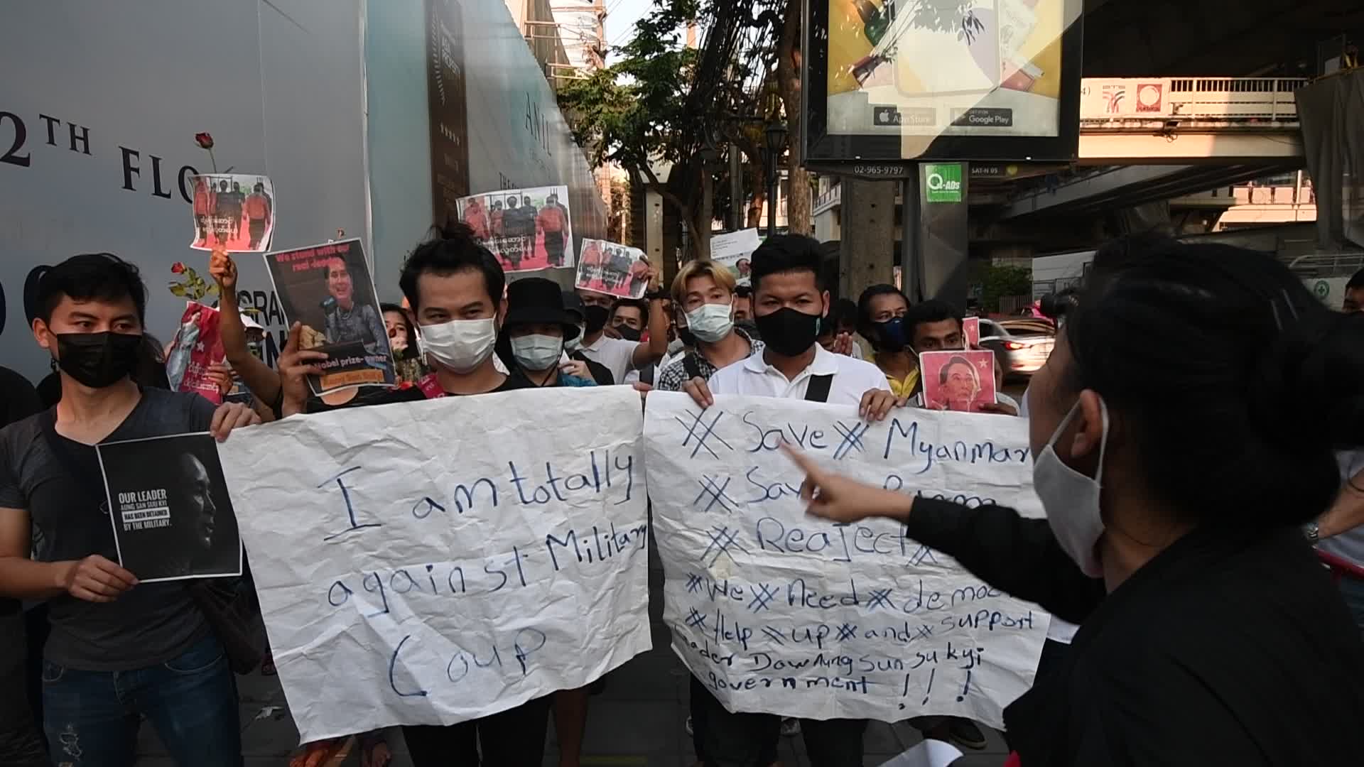 Myanmar residents in Bangkok protest against military coup in Myanmar 