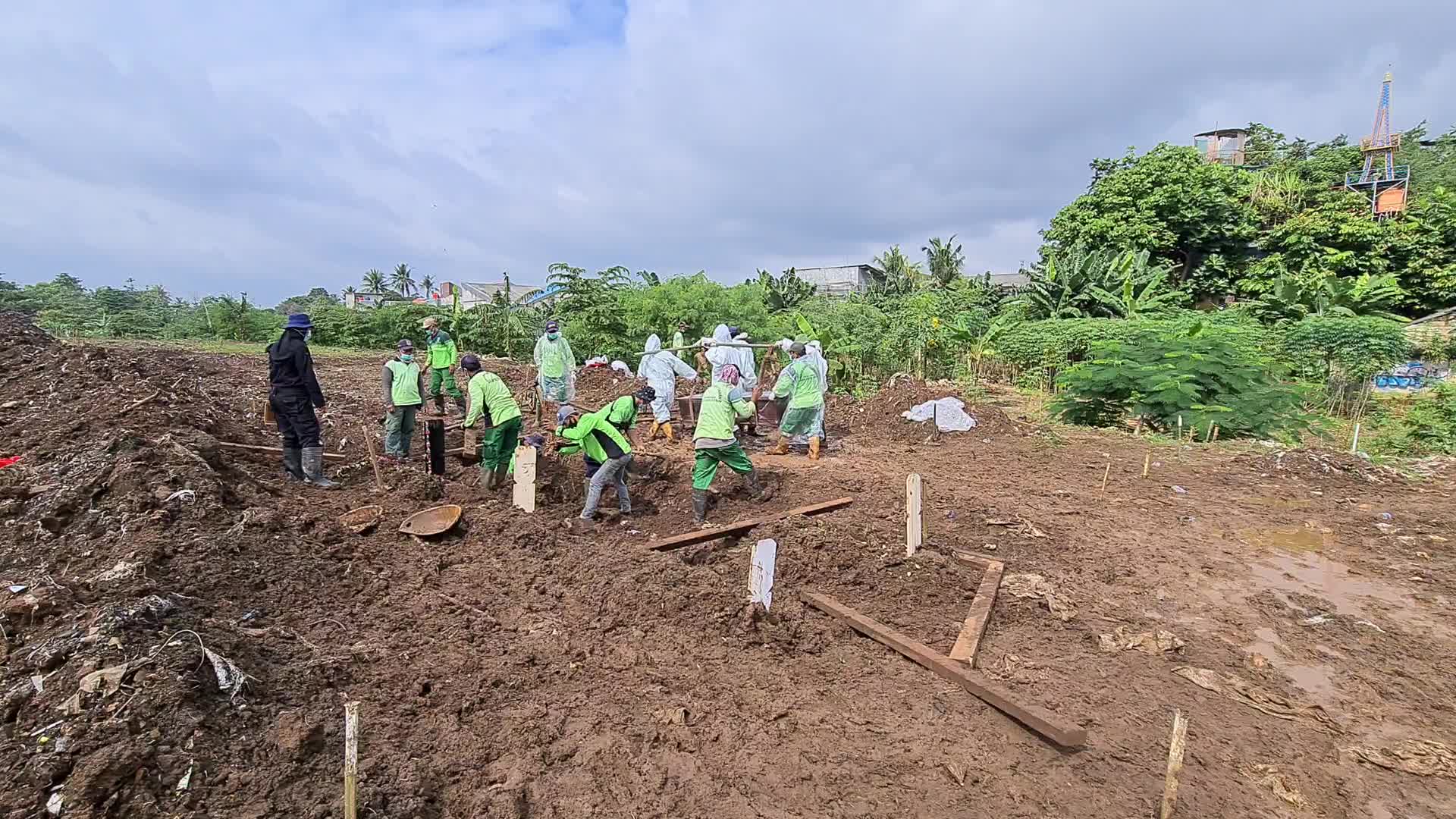 Burial of Covid-19 victims in Indonesia
