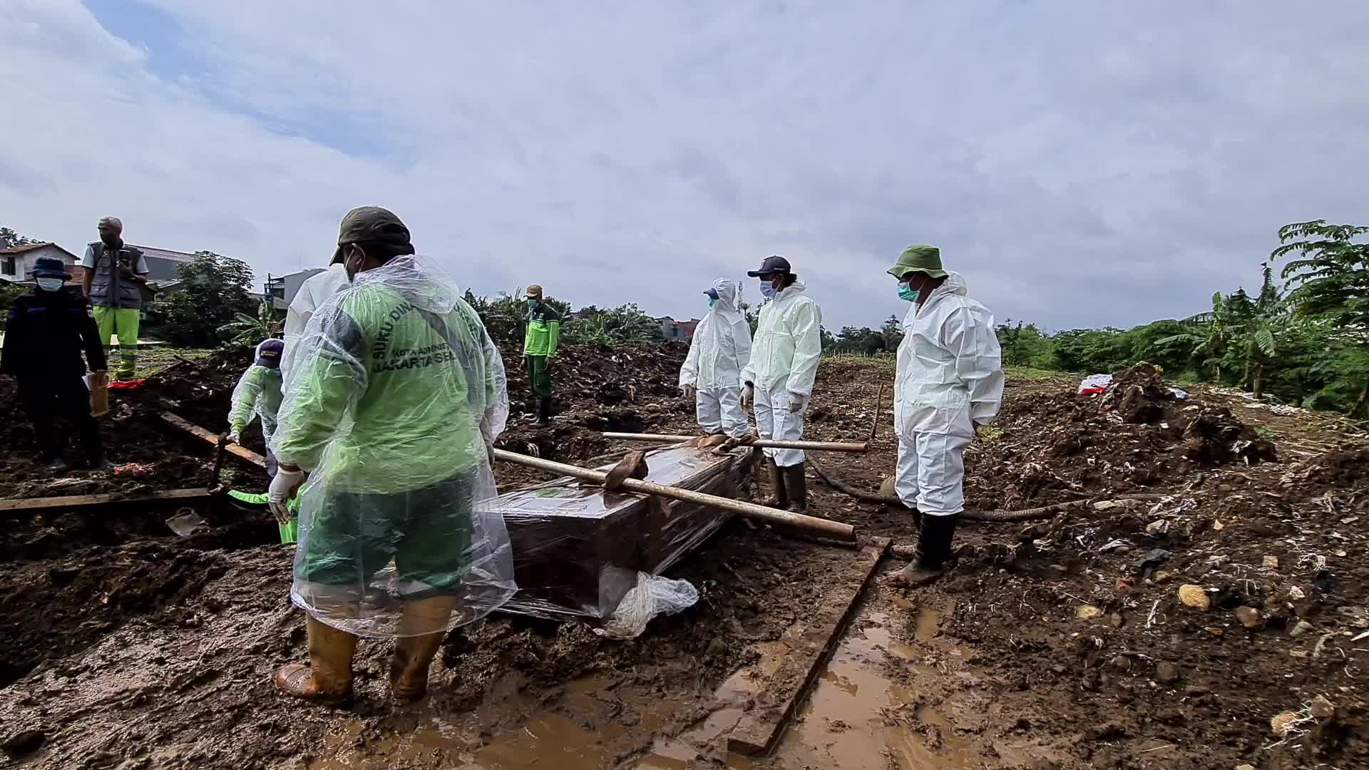 Burial of Covid-19 victims in Indonesia