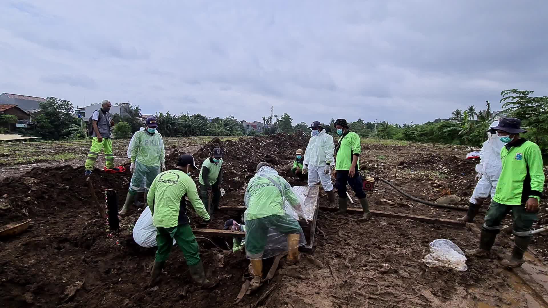 Burial of Covid-19 victims in Indonesia