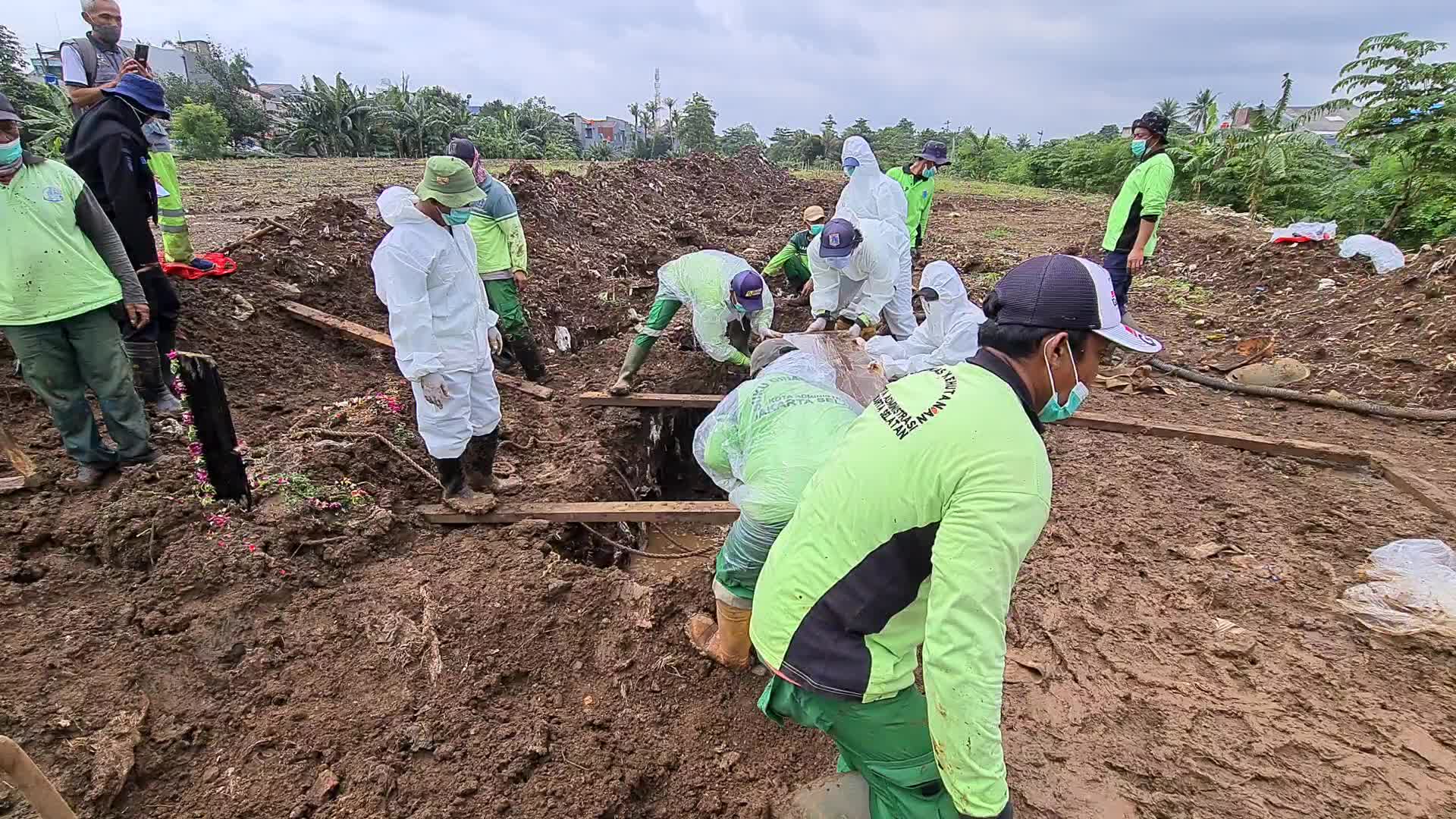 Burial of Covid-19 victims in Indonesia