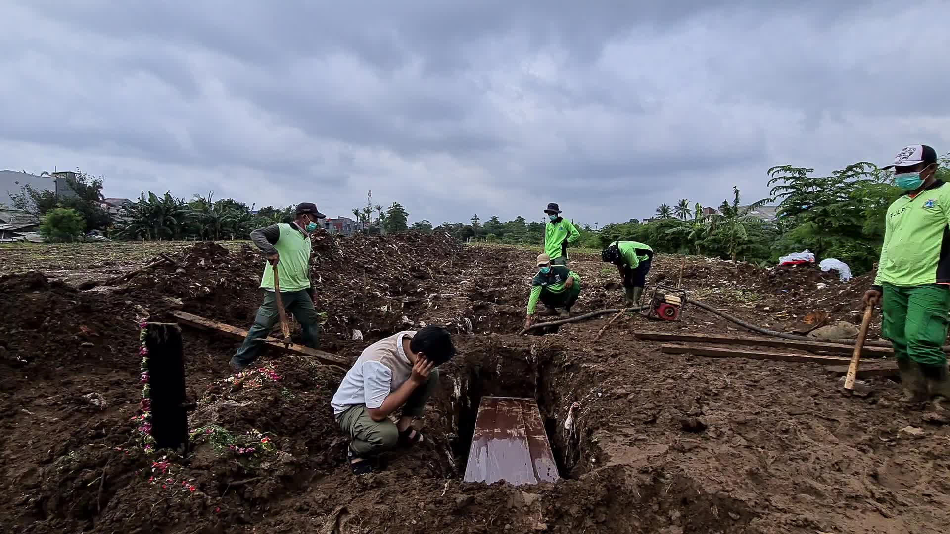 Burial of Covid-19 victims in Indonesia