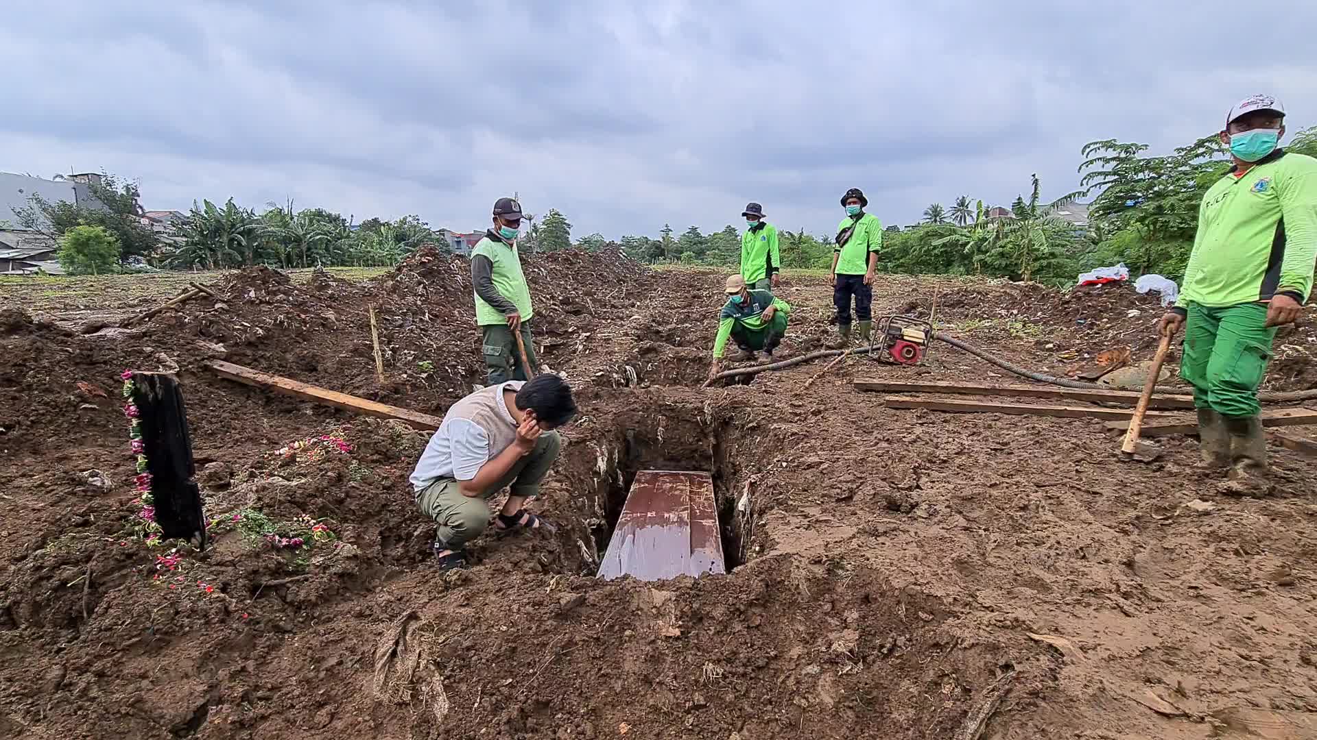 Burial of Covid-19 victims in Indonesia