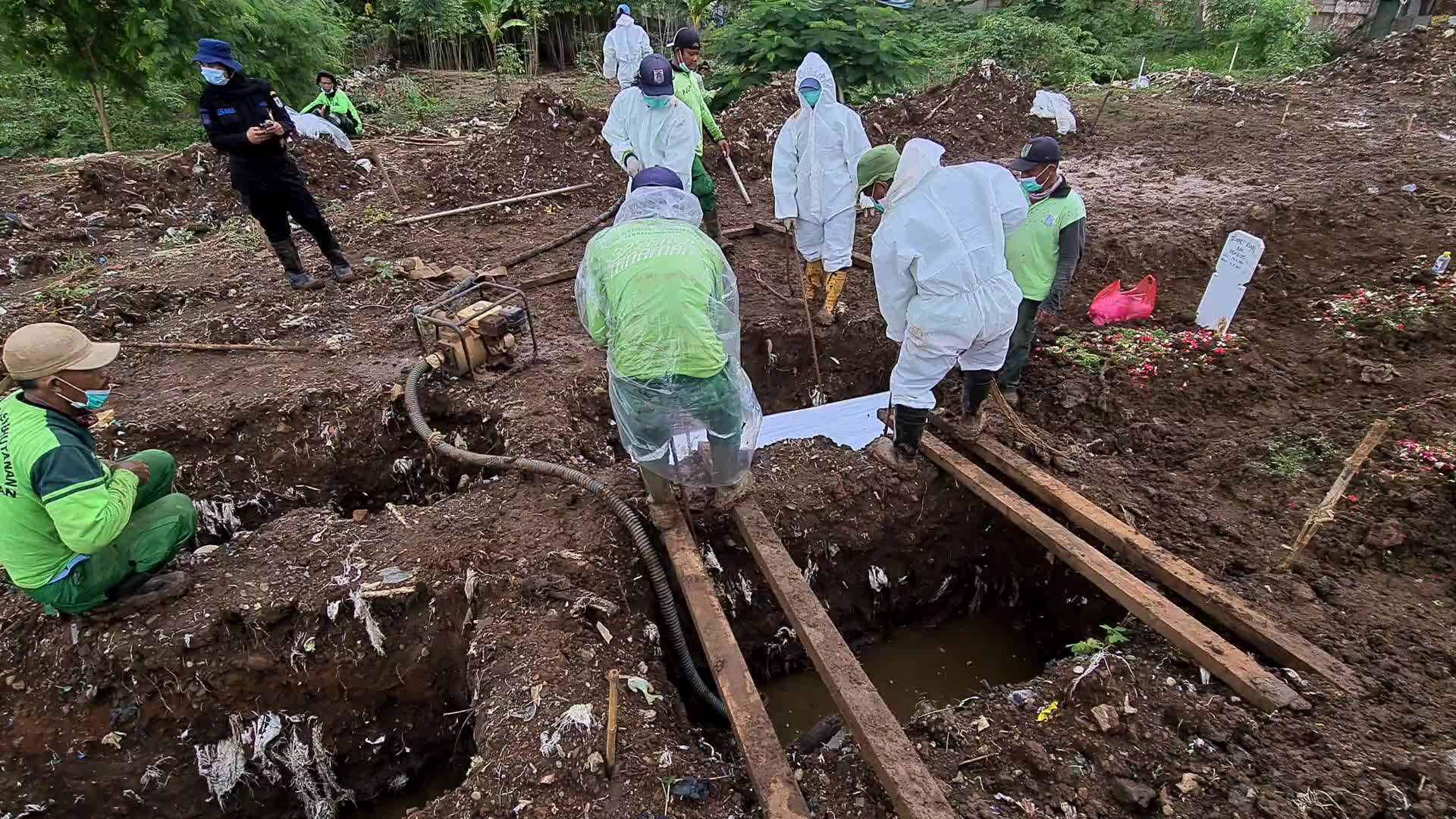 Burial of Covid-19 victims in Indonesia