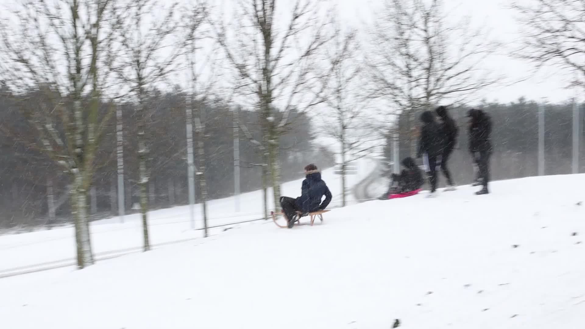 Dutch have fun in the snow in Meerhoven, Netherlands