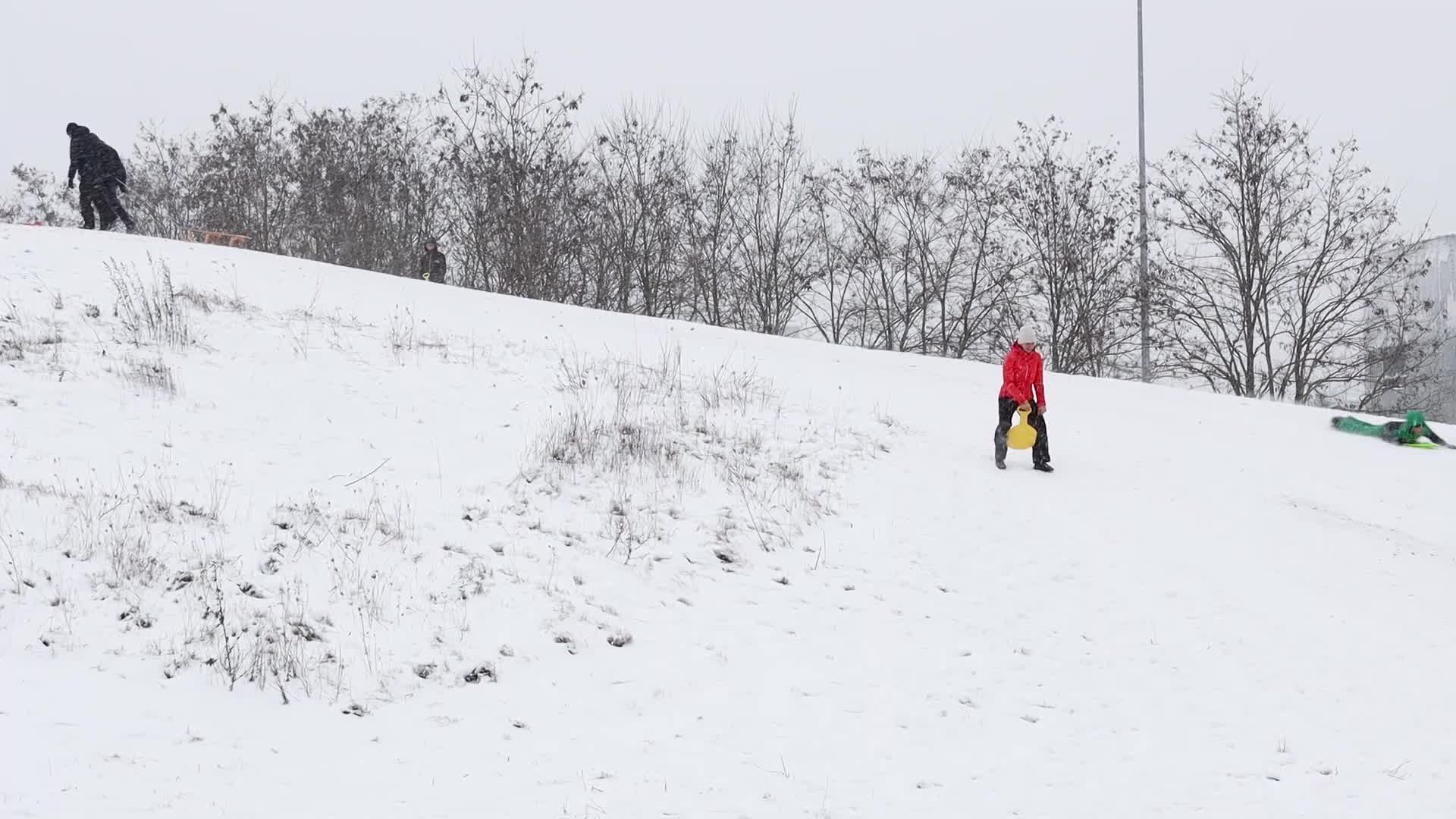 Dutch have fun in the snow in Meerhoven, Netherlands
