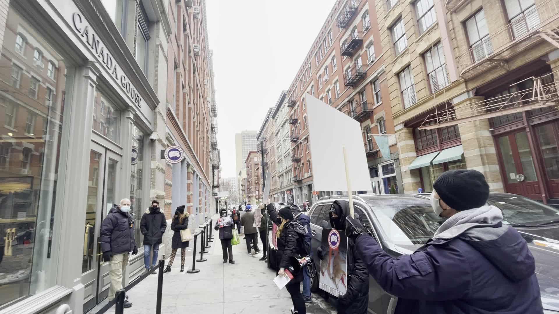 Canada Goose animal rights protest in New York City