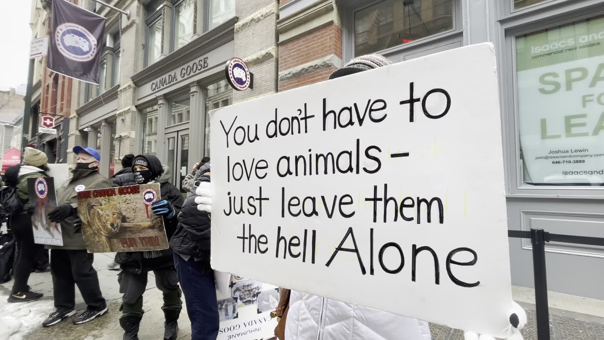 Canada Goose animal rights protest in New York City