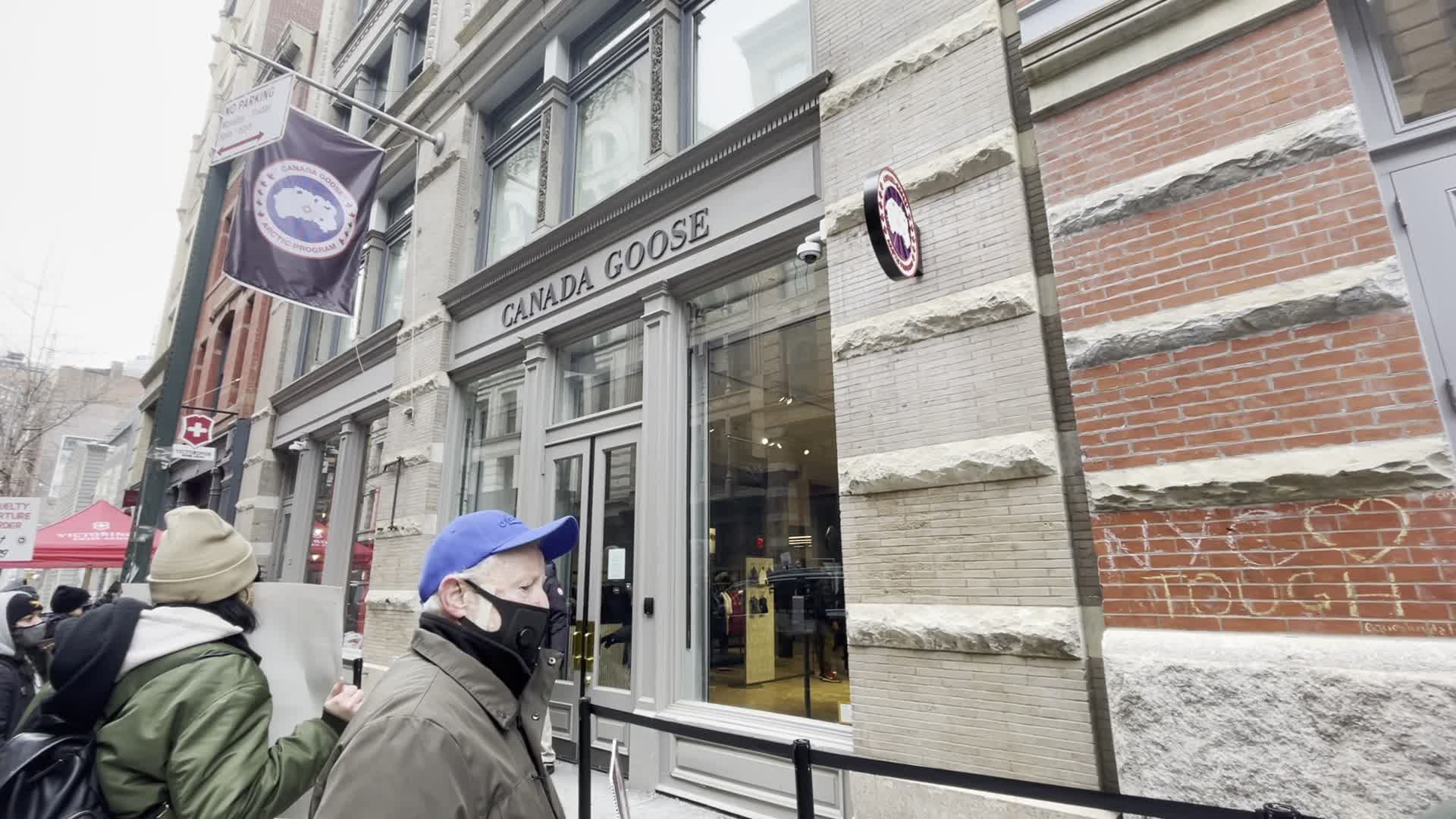 Canada Goose animal rights protest in New York City