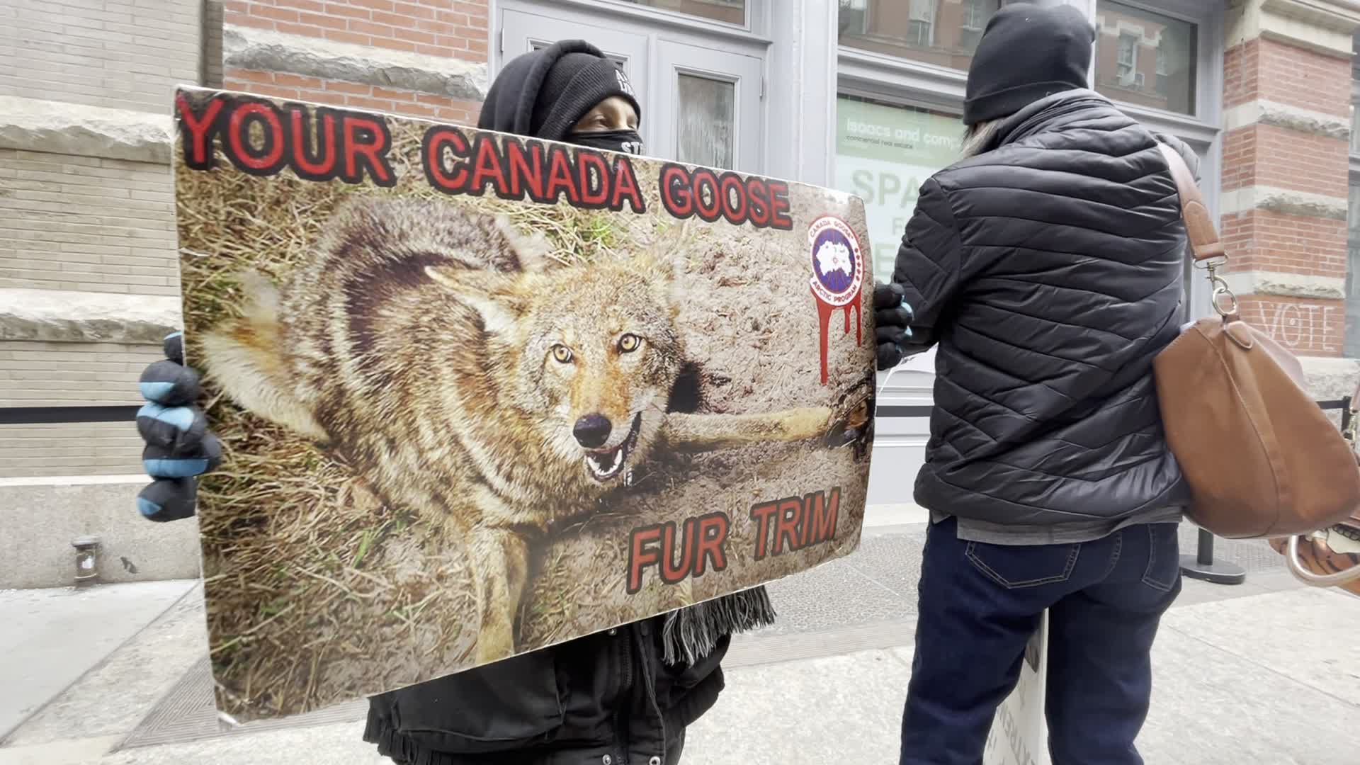 Canada Goose animal rights protest in New York City