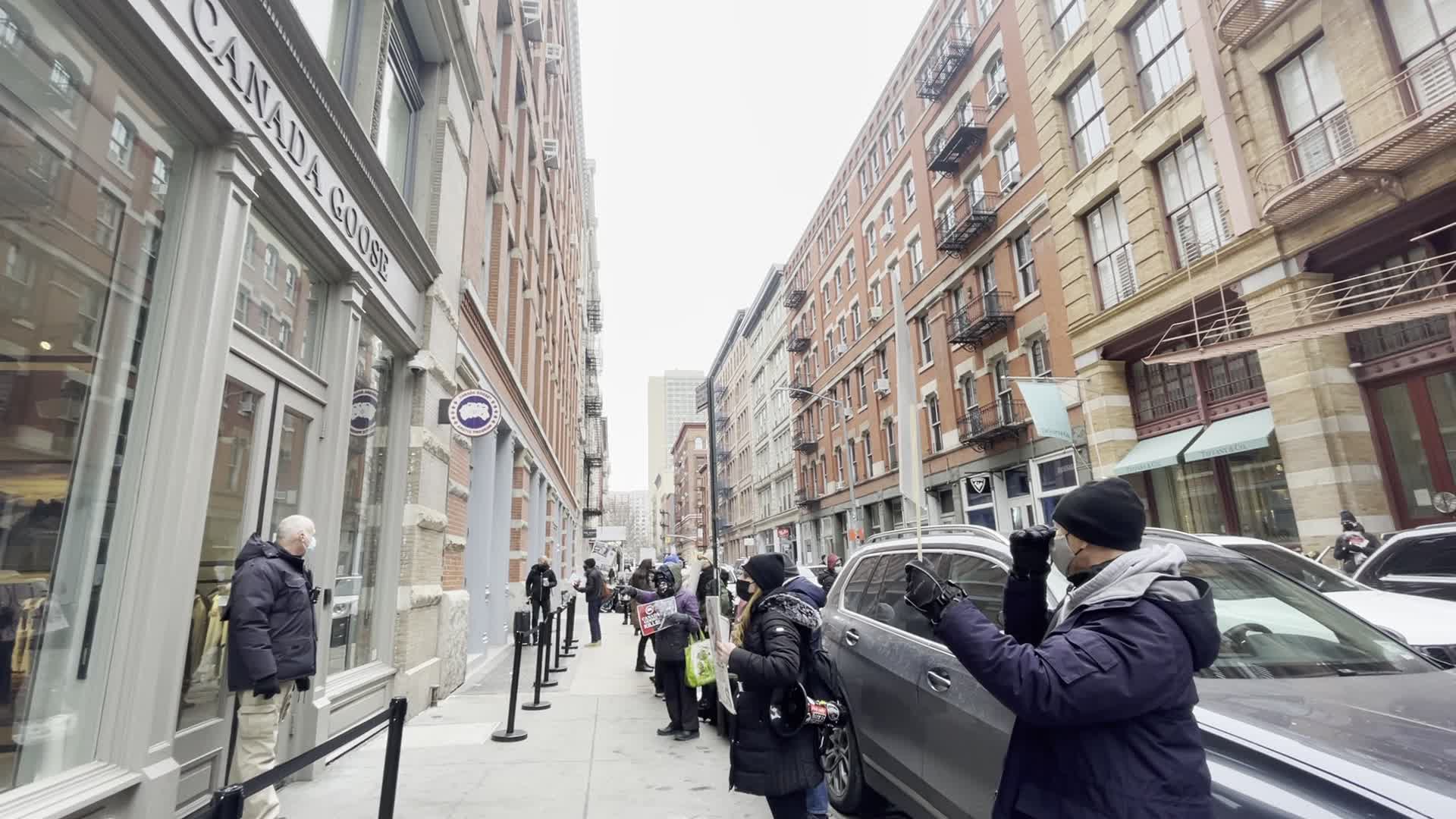 Canada Goose animal rights protest in New York City
