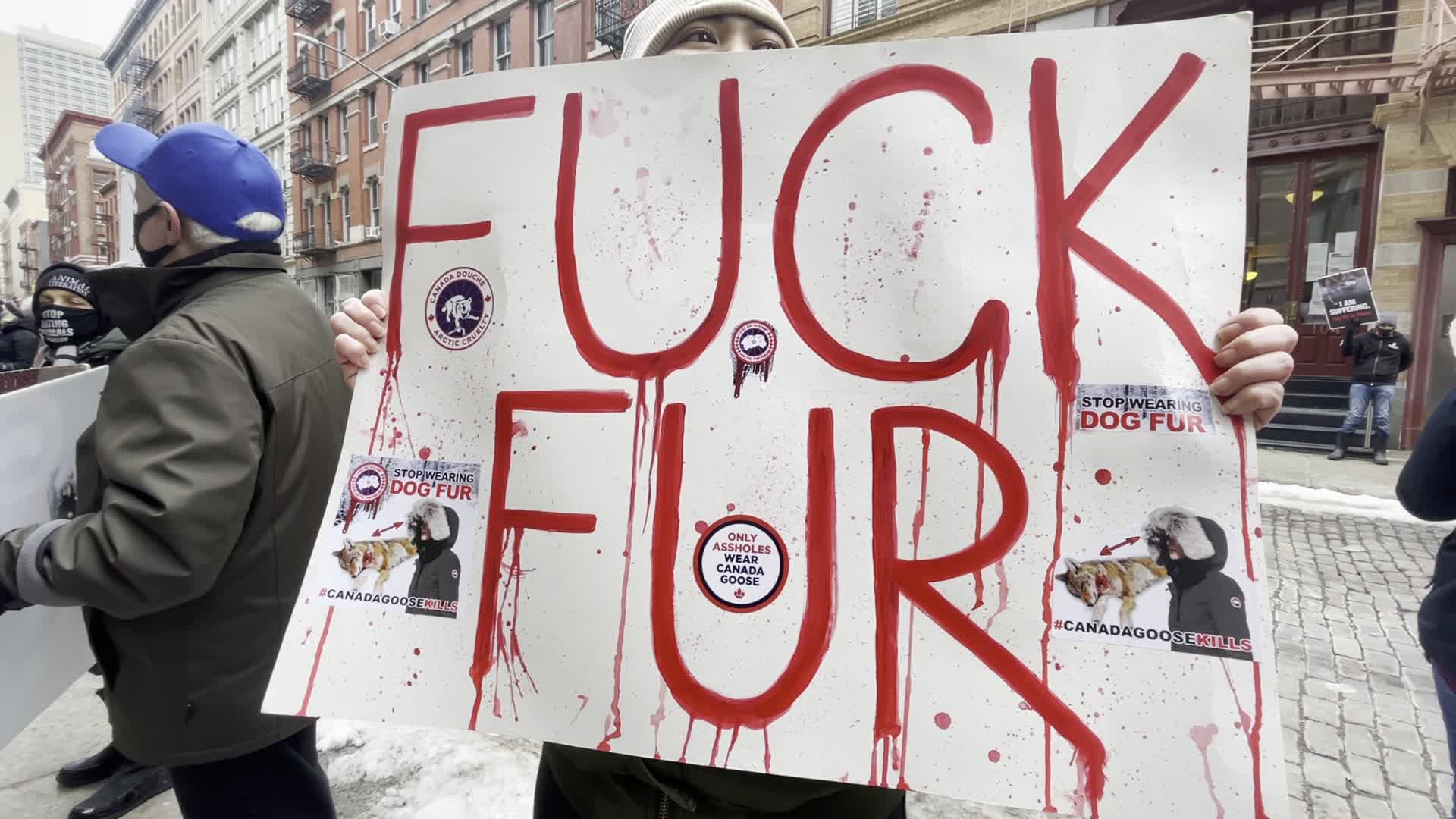 Canada Goose animal rights protest in New York City