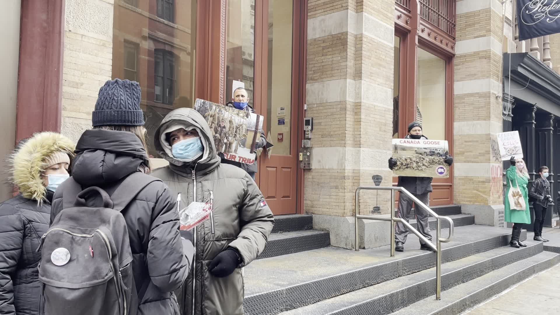 Canada Goose animal rights protest in New York City