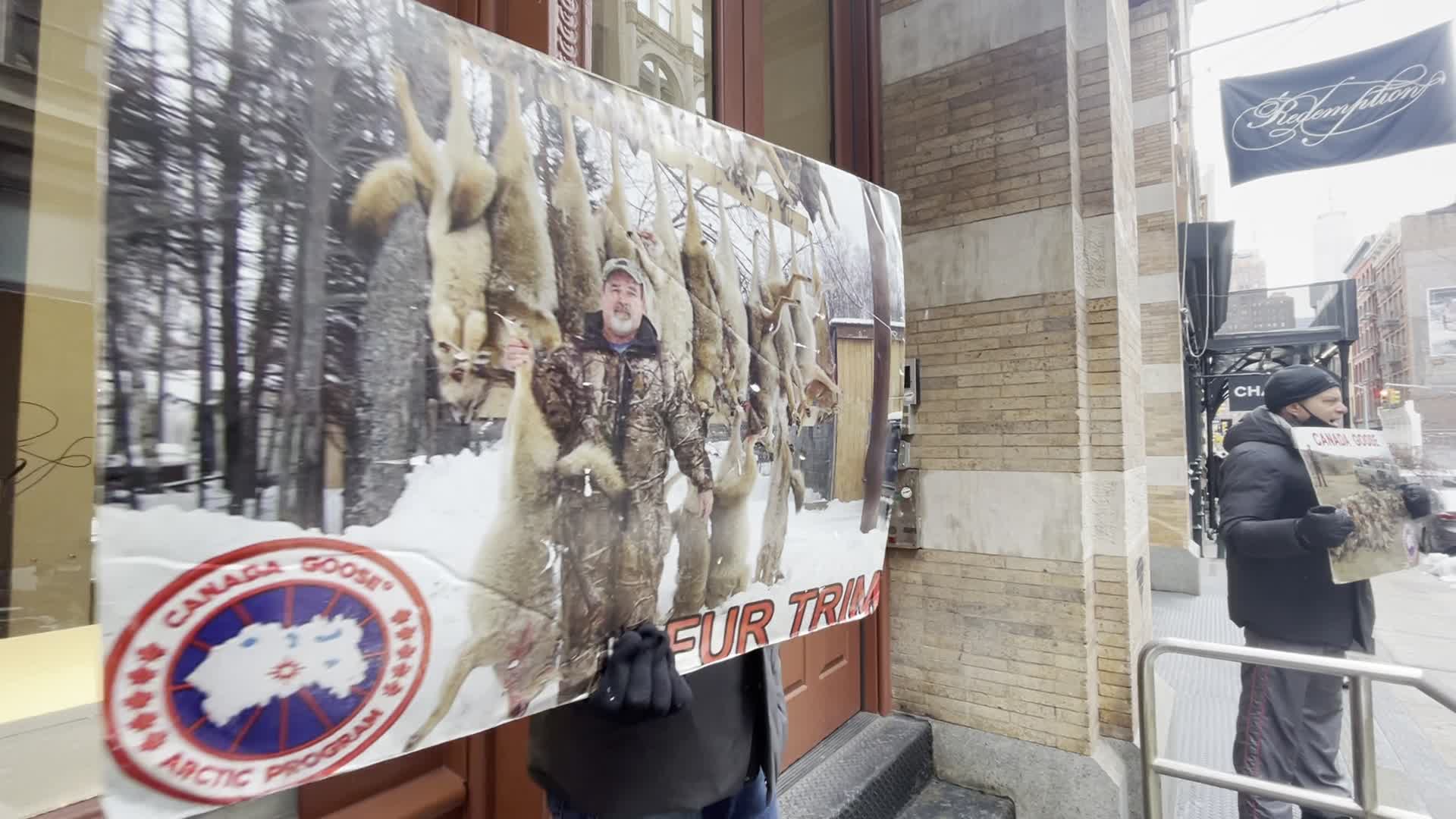 Canada Goose animal rights protest in New York City
