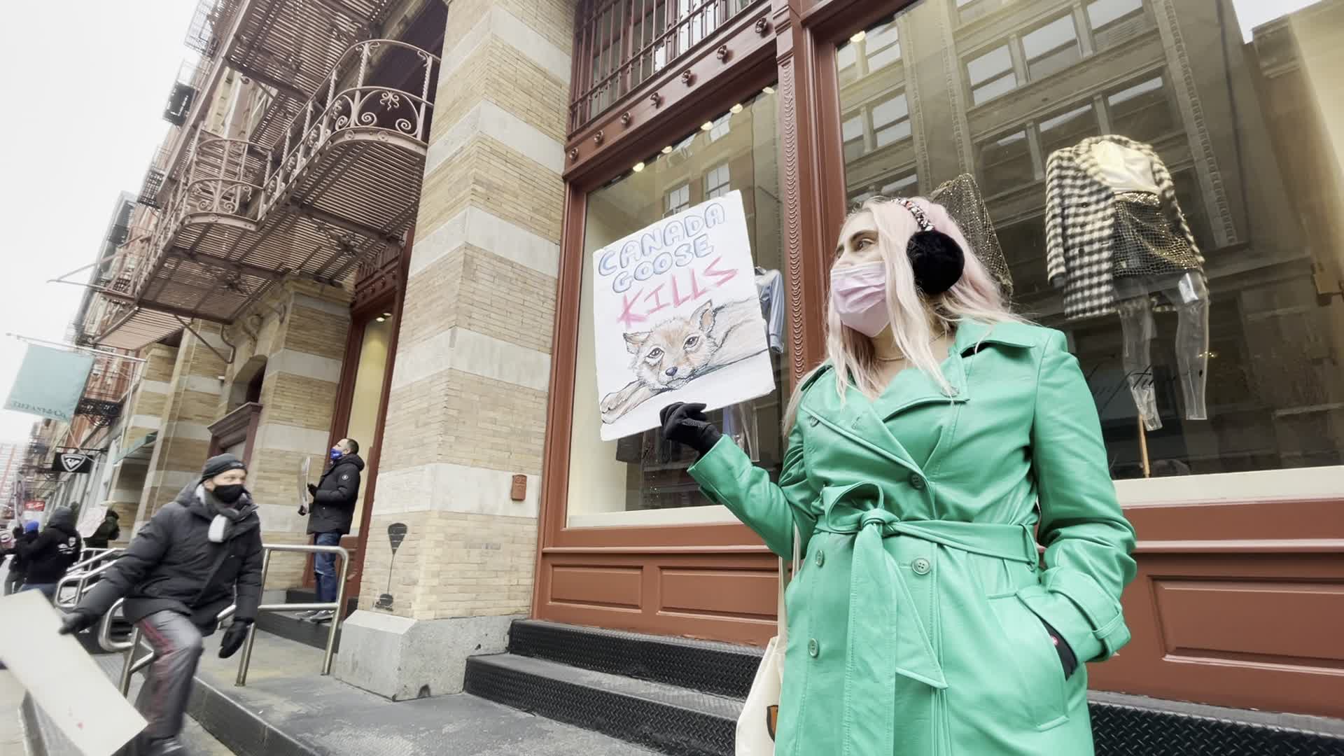 Canada Goose animal rights protest in New York City