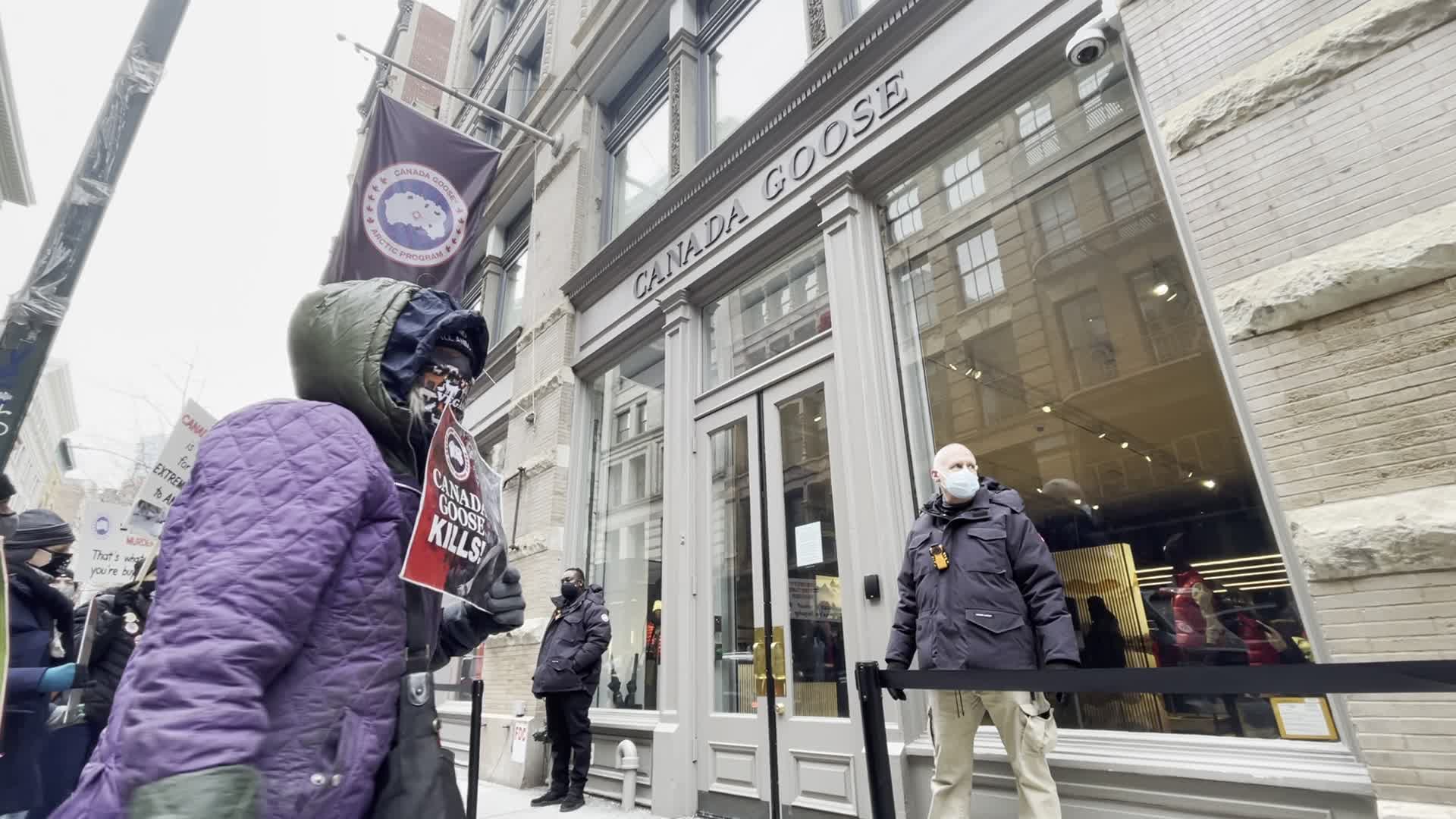 Canada Goose animal rights protest in New York City