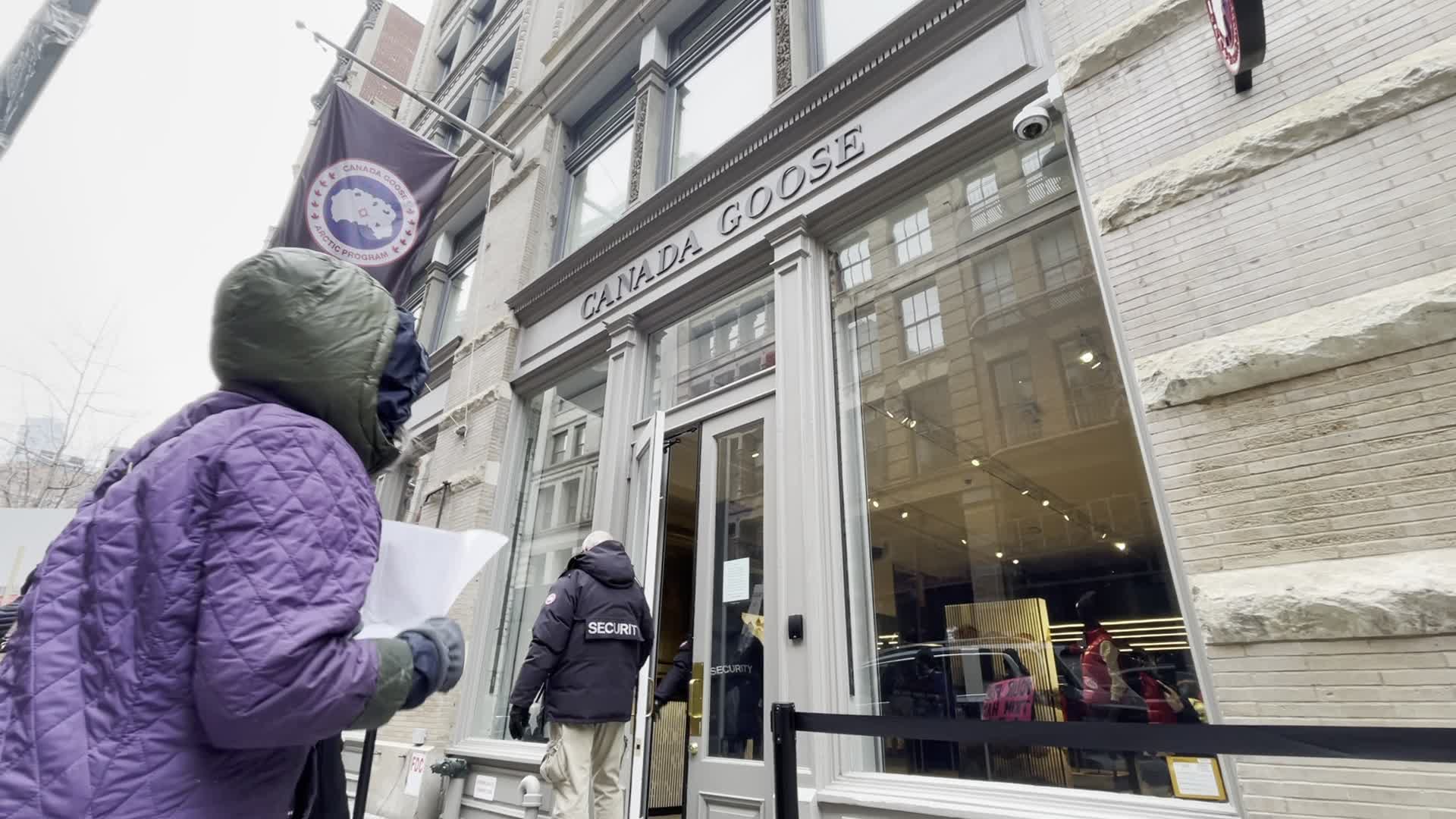 Canada Goose animal rights protest in New York City