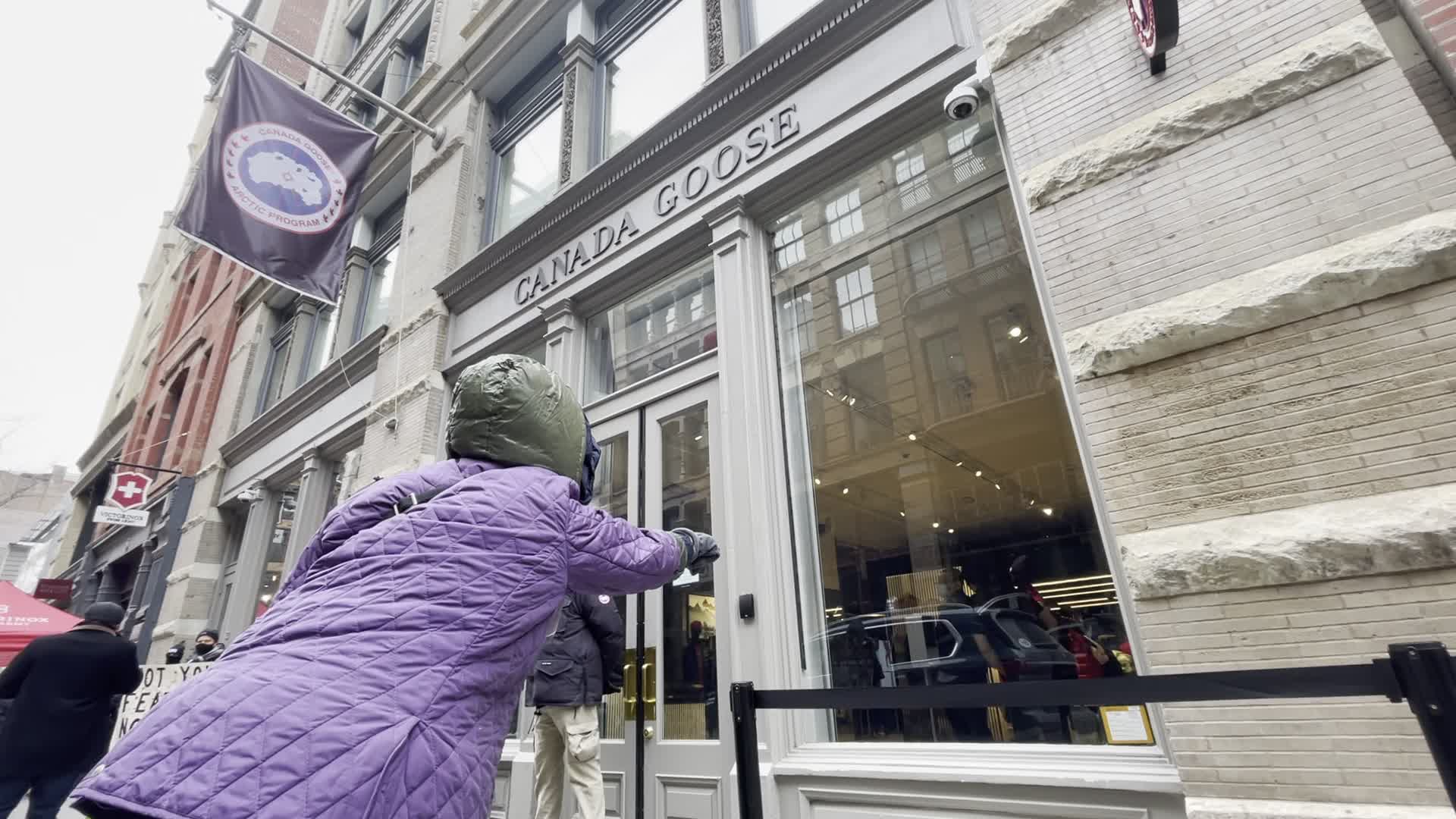 Canada Goose animal rights protest in New York City