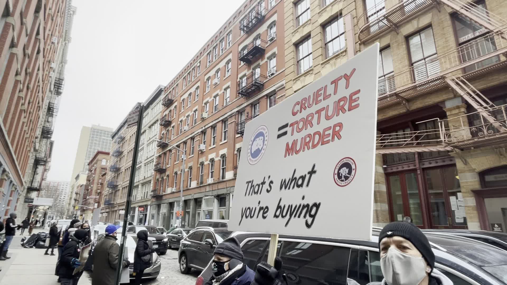 Canada Goose animal rights protest in New York City