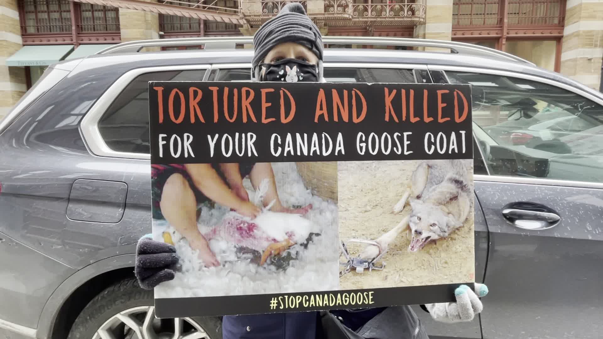 Canada Goose animal rights protest in New York City