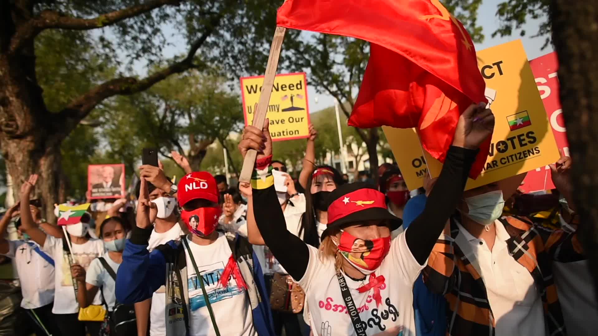 Protest against Myanmar's military coup in Bangkok