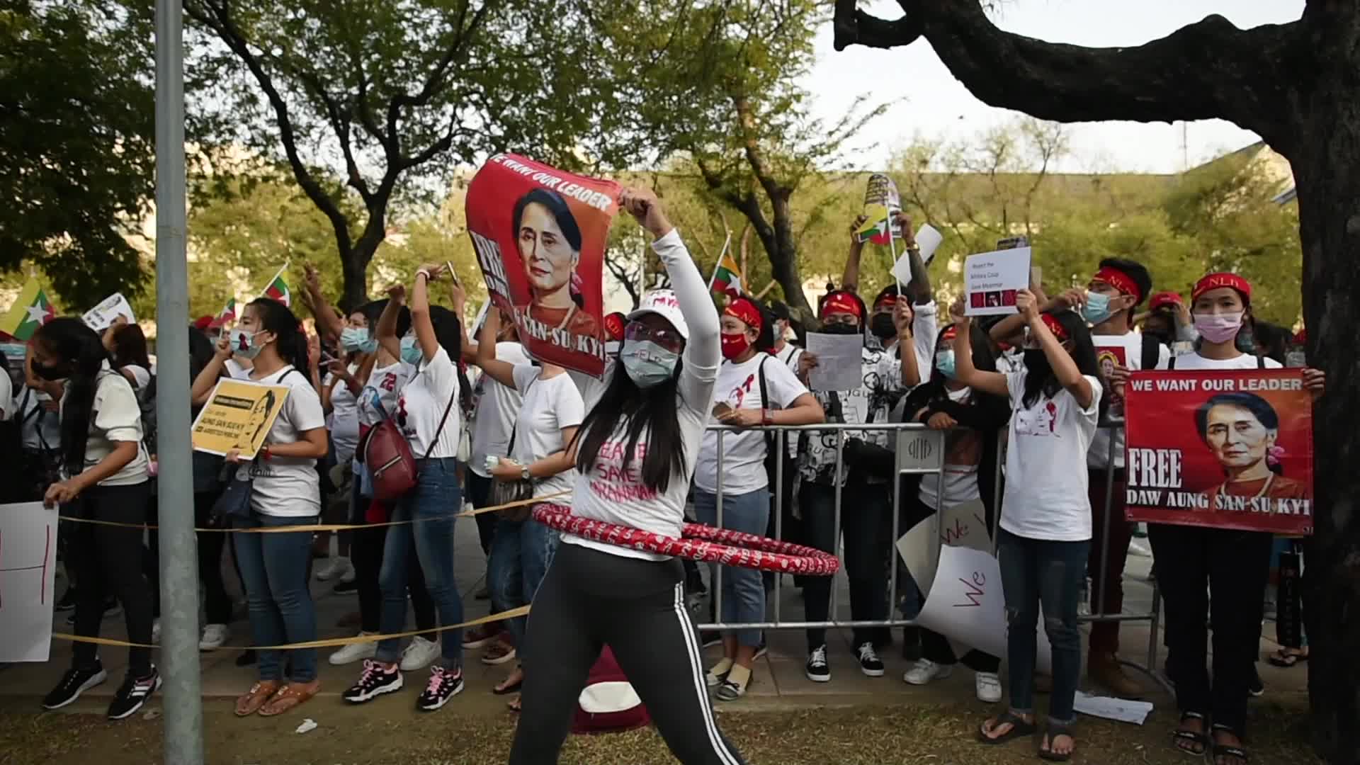 Protest against Myanmar's military coup in Bangkok