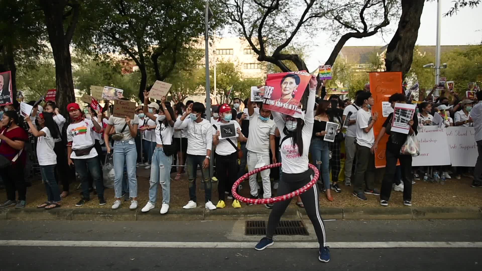 Protest against Myanmar's military coup in Bangkok