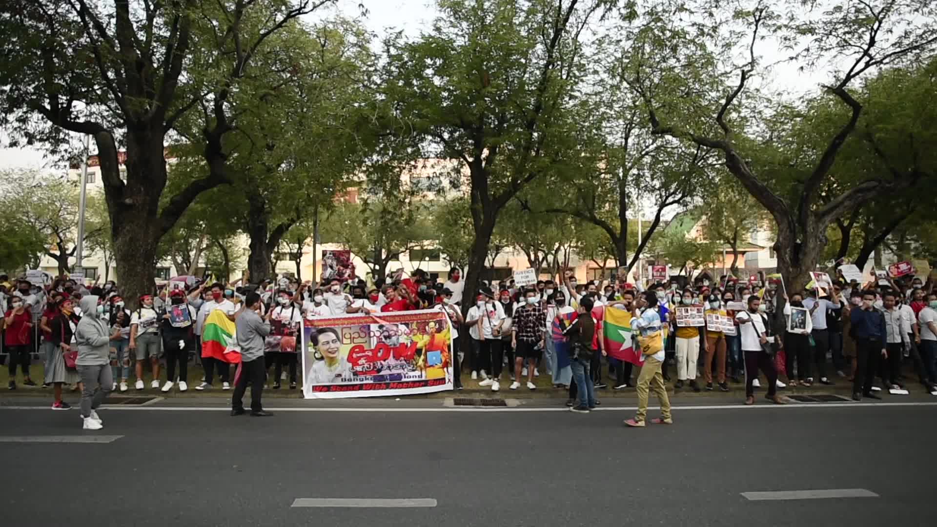 Protest against Myanmar's military coup in Bangkok