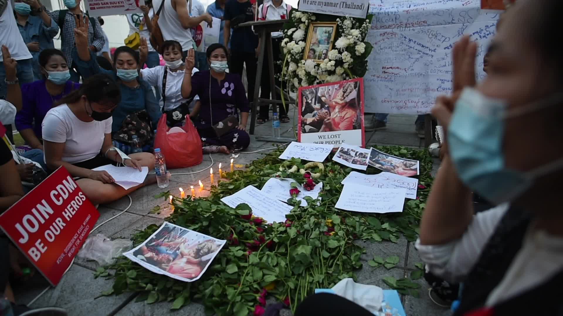 Protest against Myanmar's military coup in Bangkok