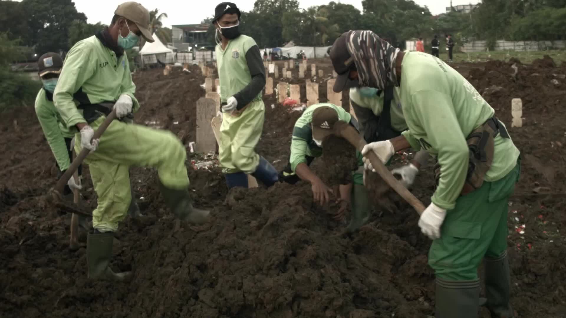 Burial of Covid-19 victims in Jakarta, Indonesia
