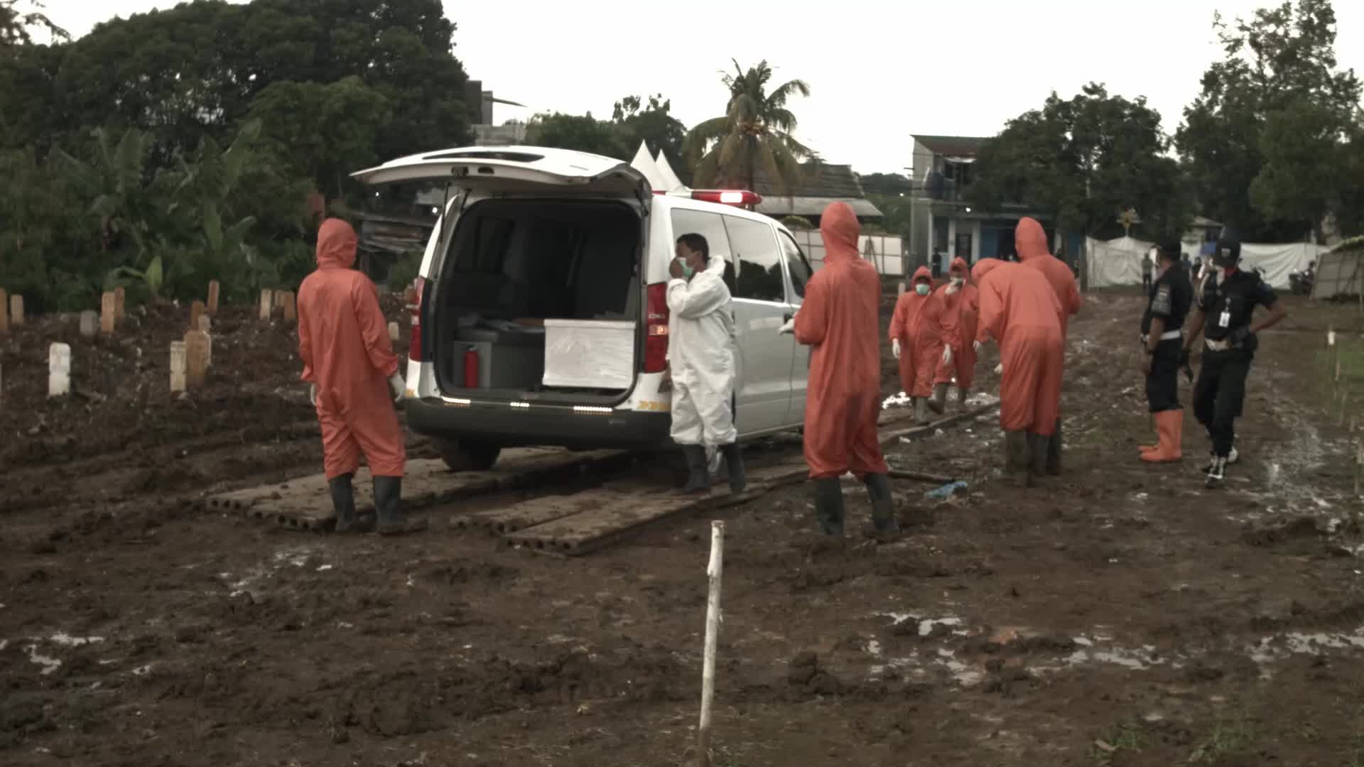 Burial of Covid-19 victims in Jakarta, Indonesia