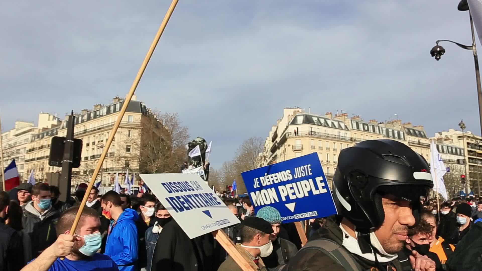Far right group Generation Identitaire protest against its potential dissolution in Paris