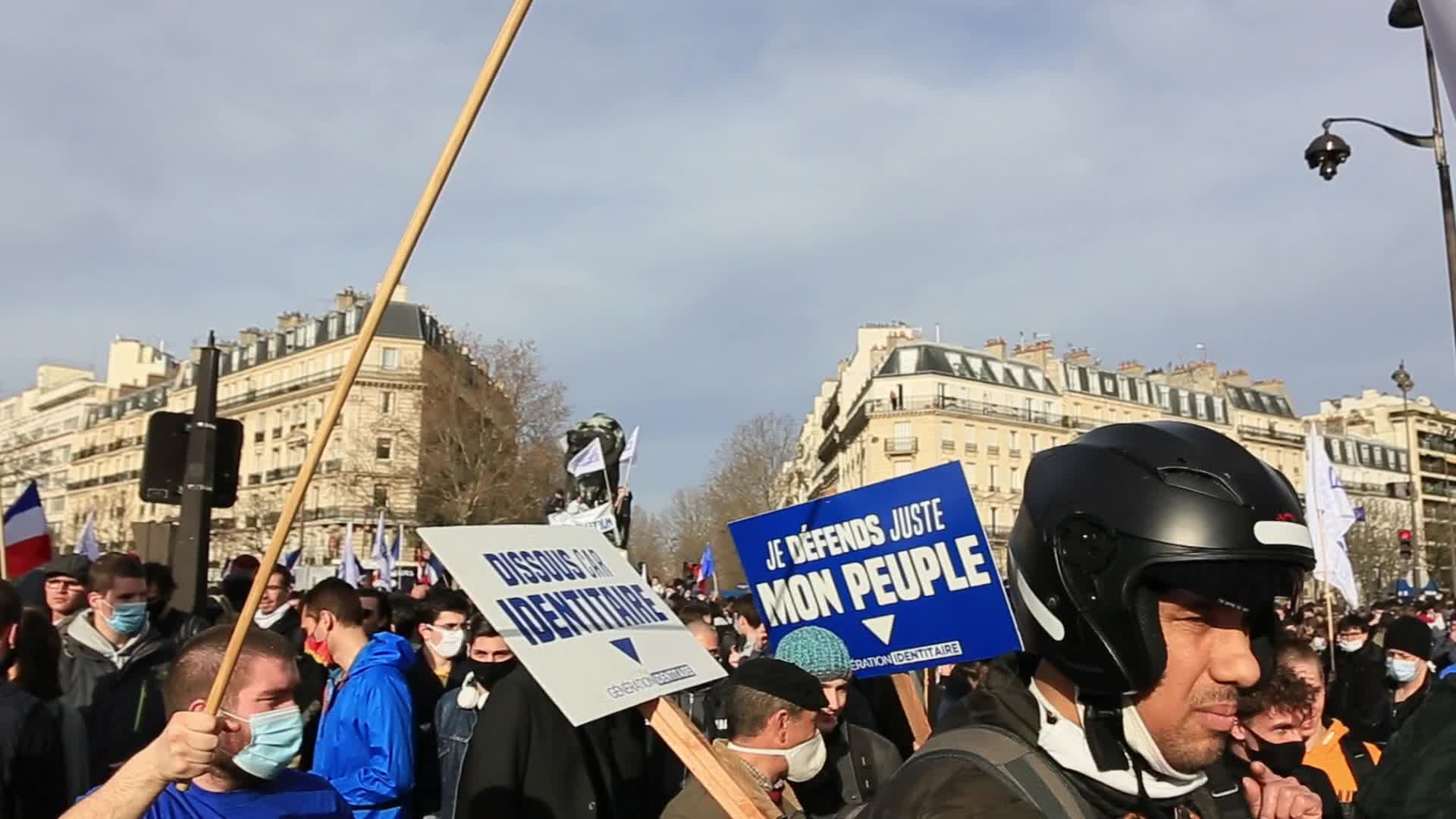 Far right group Generation Identitaire protest against its potential dissolution in Paris