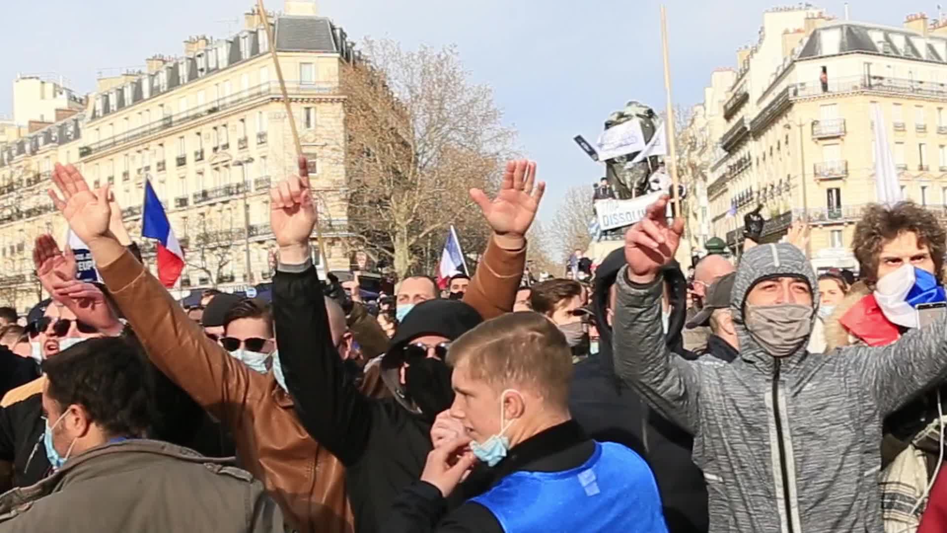 Far right group Generation Identitaire protest against its potential dissolution in Paris
