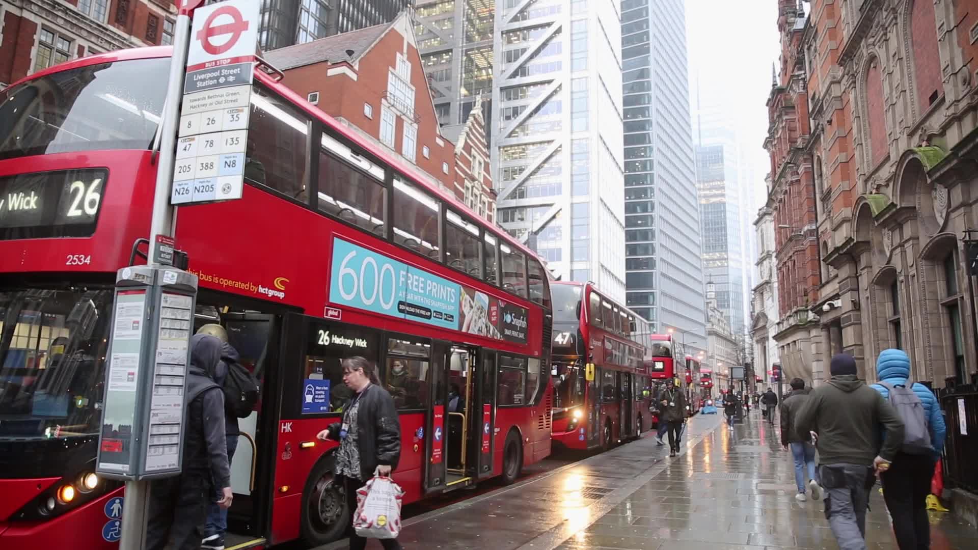 Another day of fog and rain in London, UK