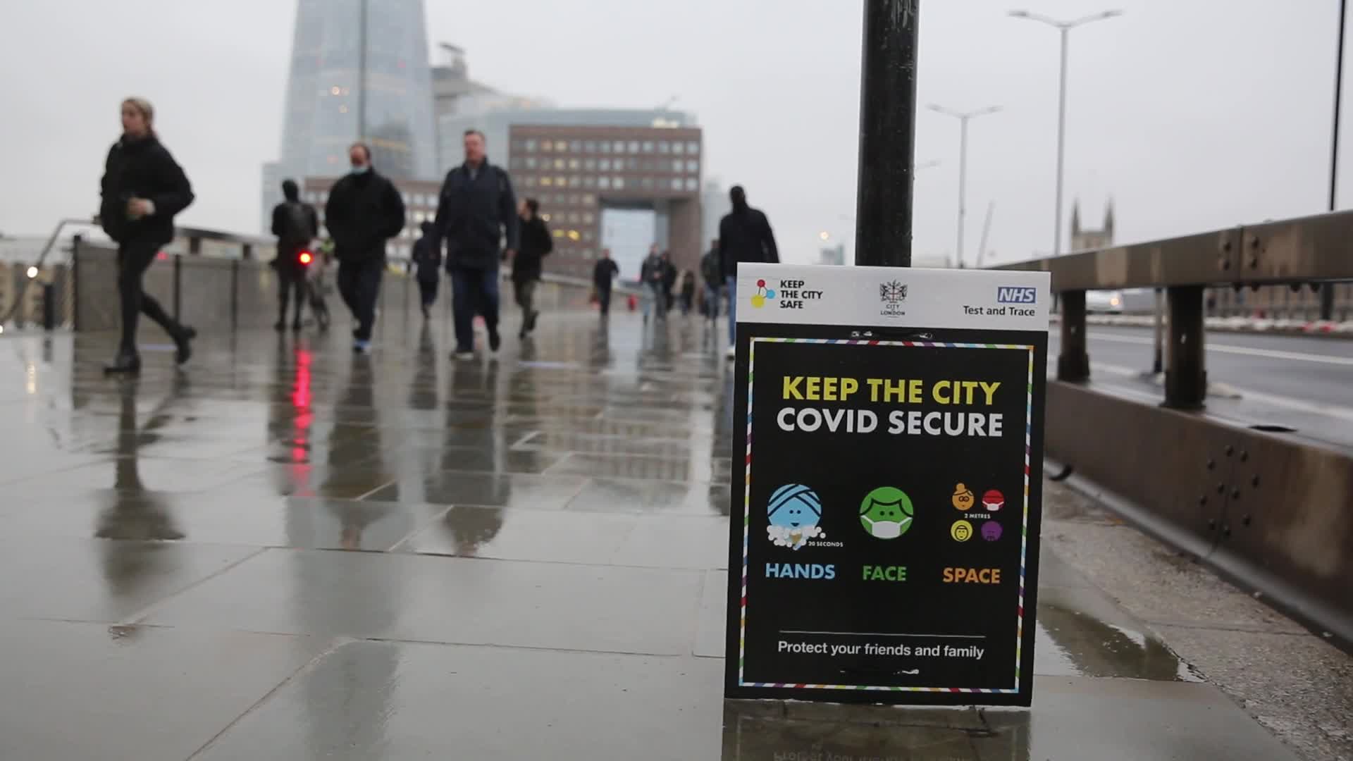 Another day of fog and rain in London, UK