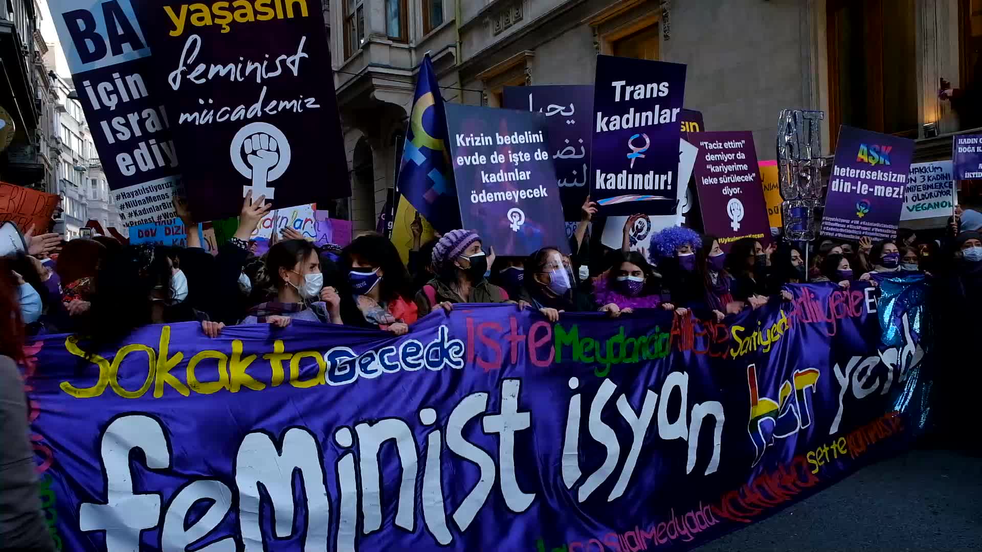 March on International Day of Womens in Istanbul