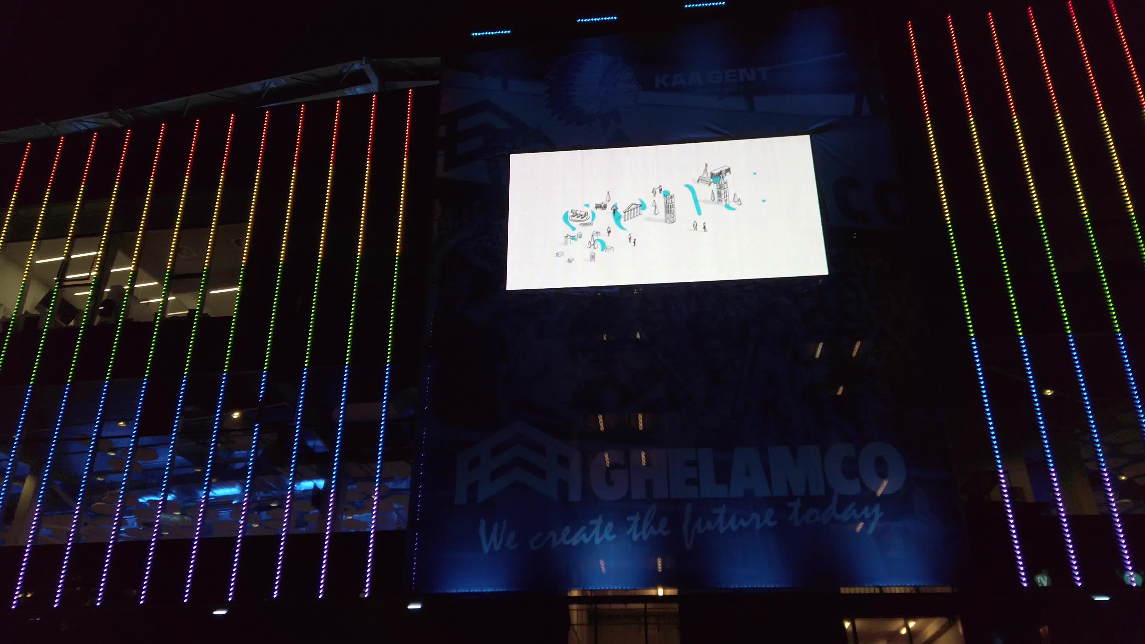 For the campaign Football for ALL the Ghelamco Arena of Ghent becomes rainbow.