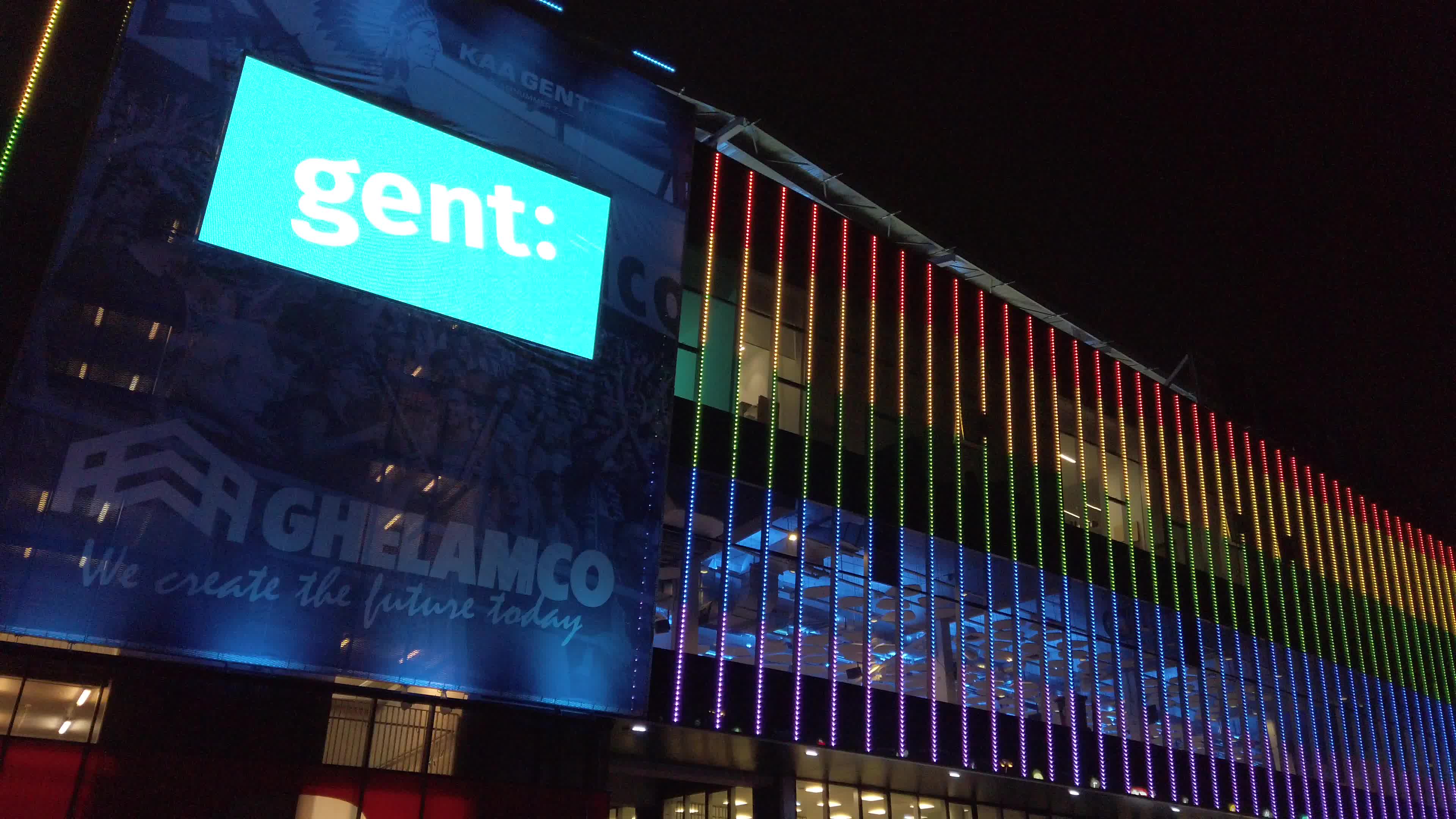 For the campaign Football for ALL the Ghelamco Arena of Ghent becomes rainbow.