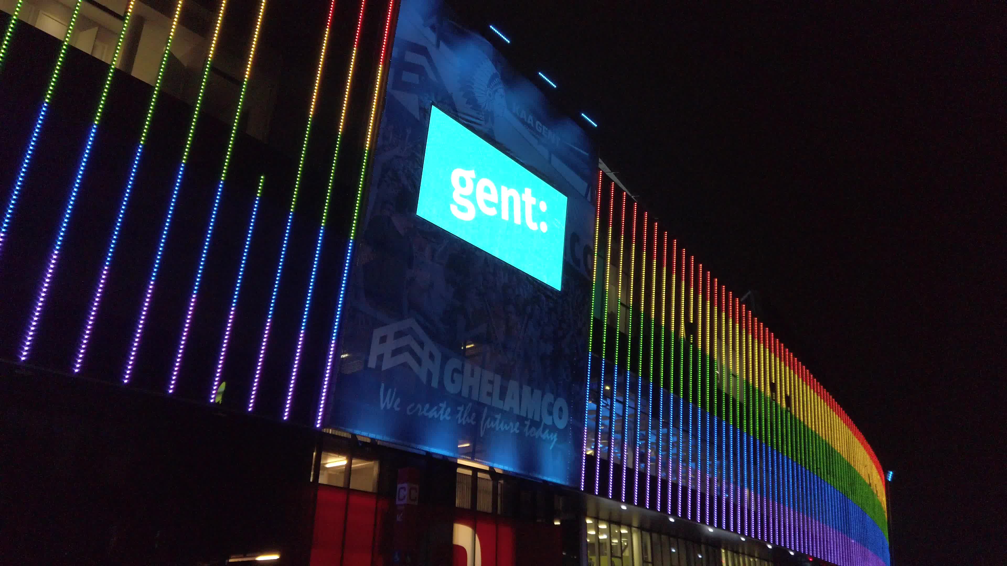 For the campaign Football for ALL the Ghelamco Arena of Ghent becomes rainbow.