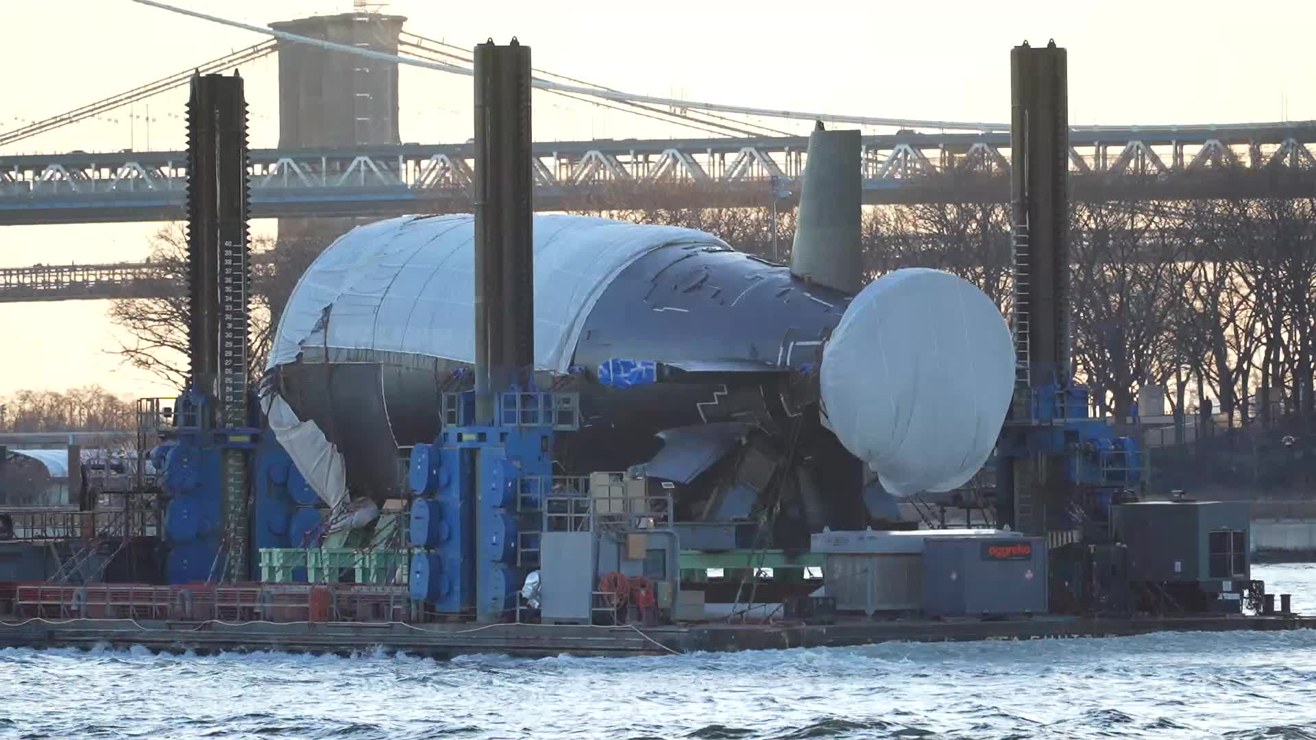 Submarine Aboard a barge in East River