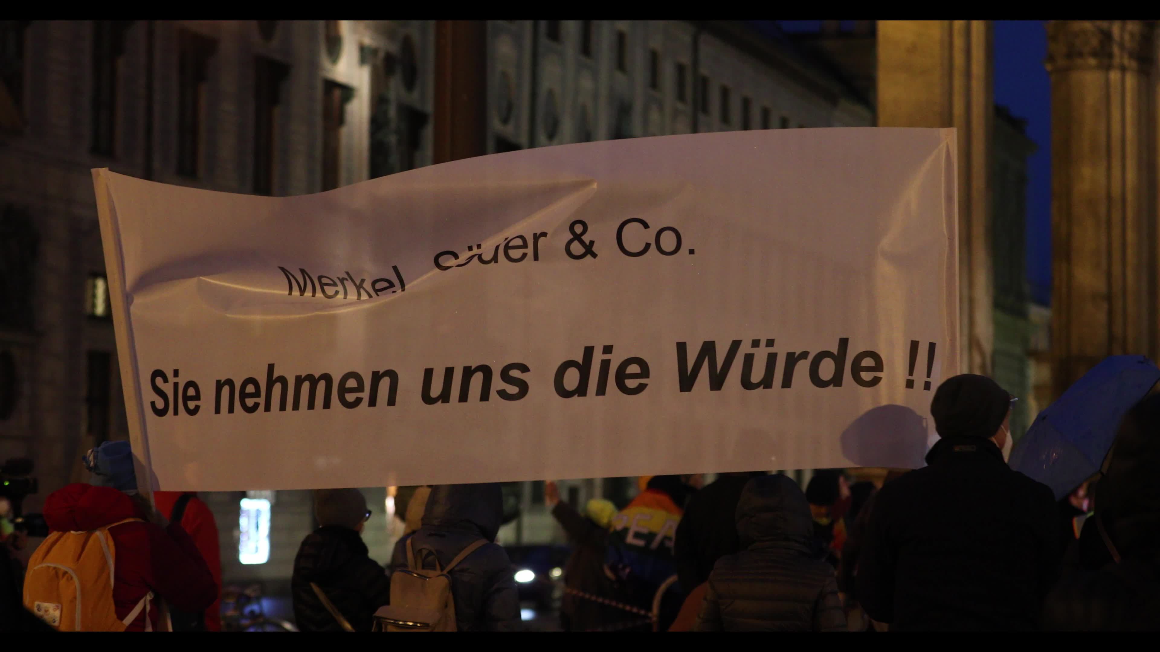 Querdenken demonstration in Munich on 1st anniversary of Covid-19 pandemic