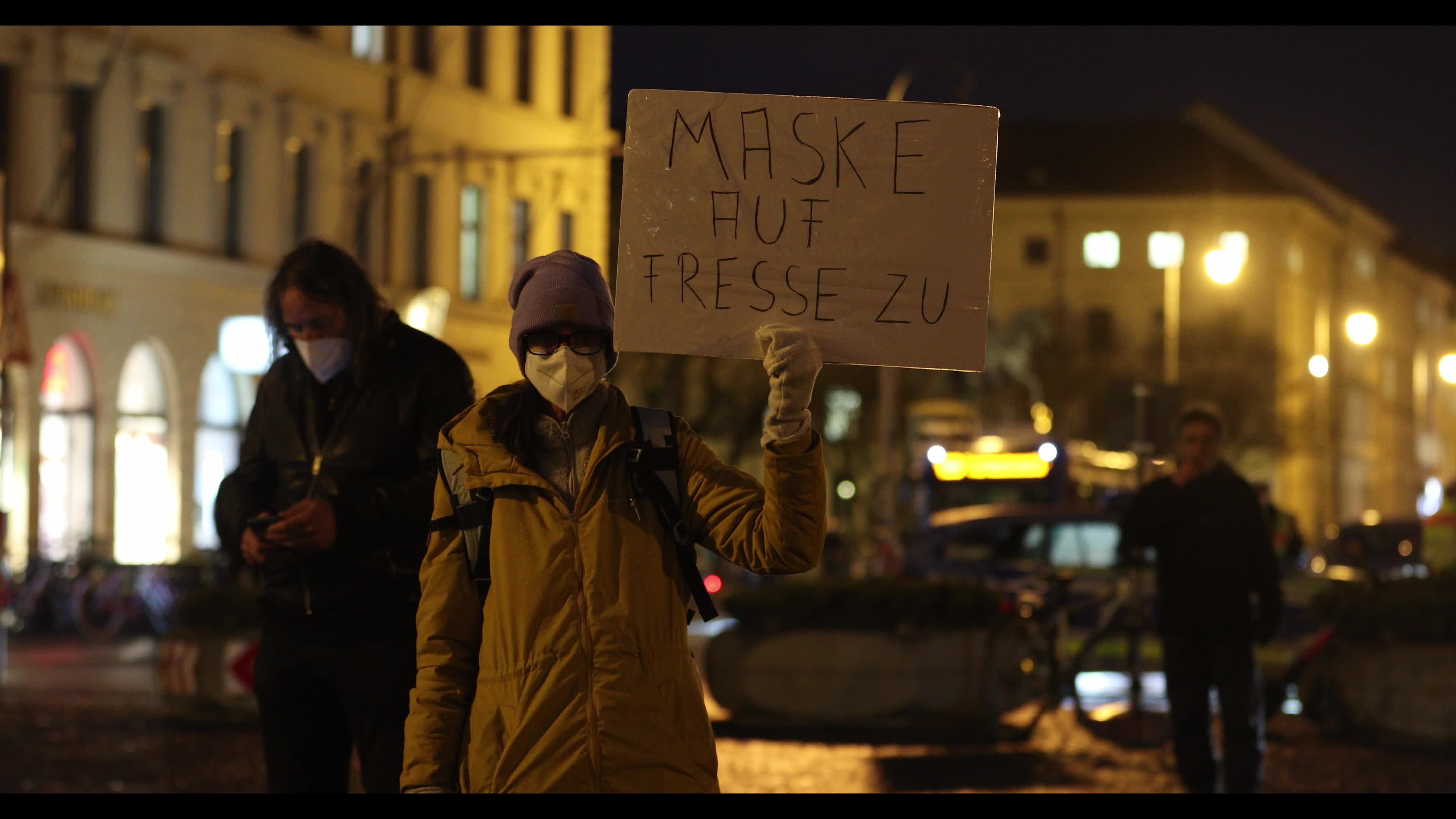 Querdenken demonstration in Munich on 1st anniversary of Covid-19 pandemic